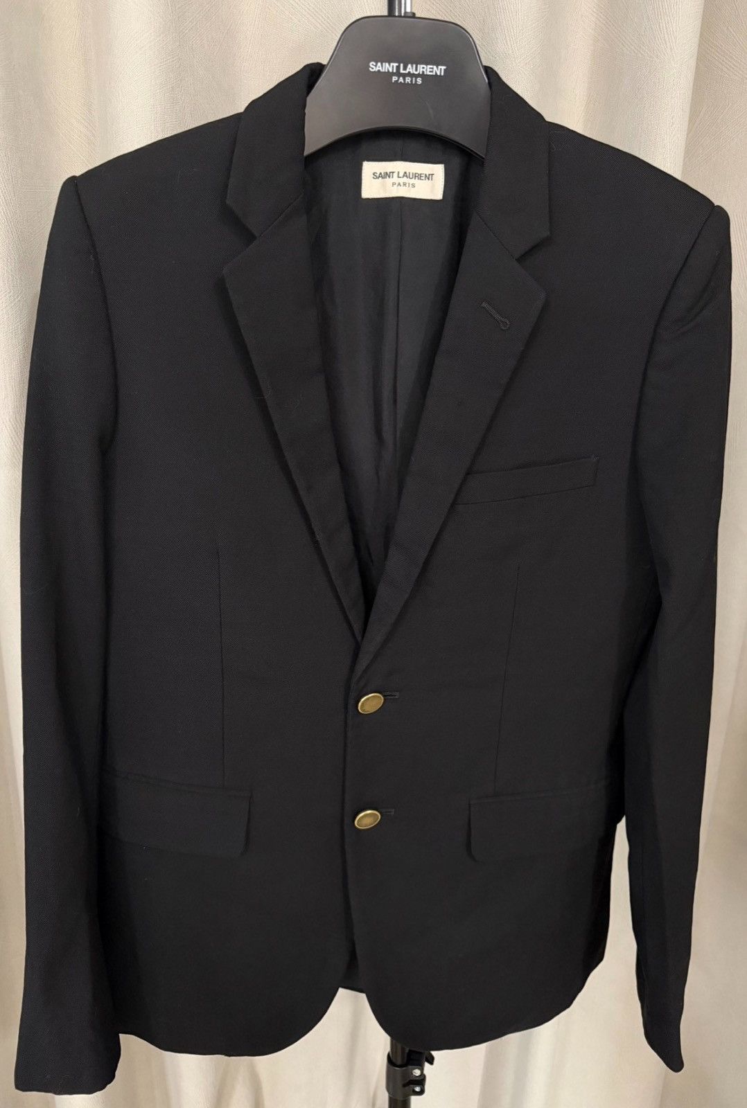 Saint Laurent Paris Saint Laurent SLP 16SS Gold Button Black Wool Suit Jacket Size 46R - 1 Thumbnail