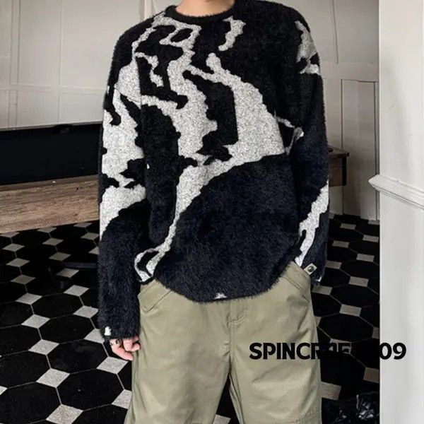 VIBE Graphic y2k Style Striped Knit Sweater Size US L / EU 52-54 / 3 - 3 Thumbnail