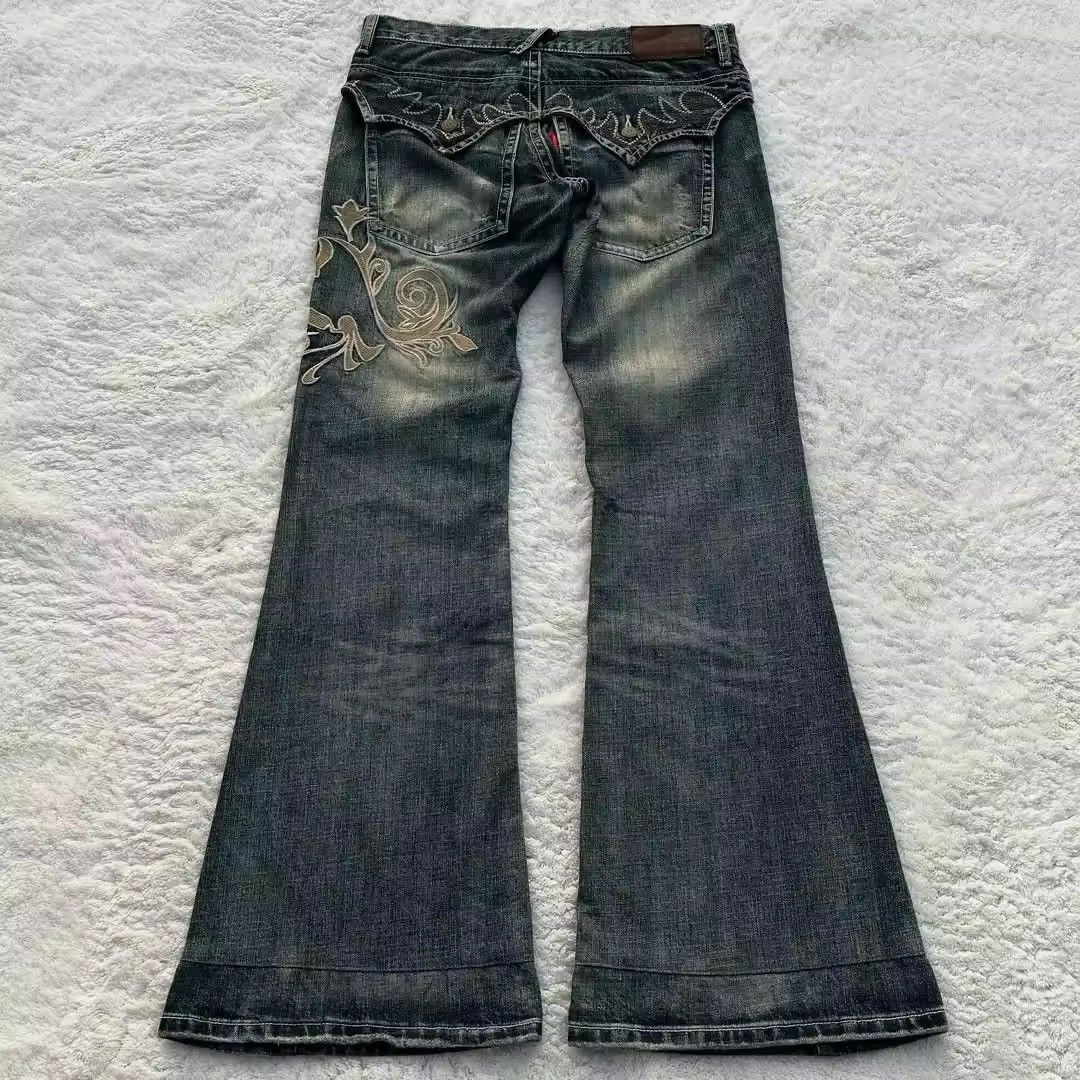 Japanese Brand × Vintage Women Embroidery Pattern Blue Washed Jean Size 31" - 2 Thumbnail