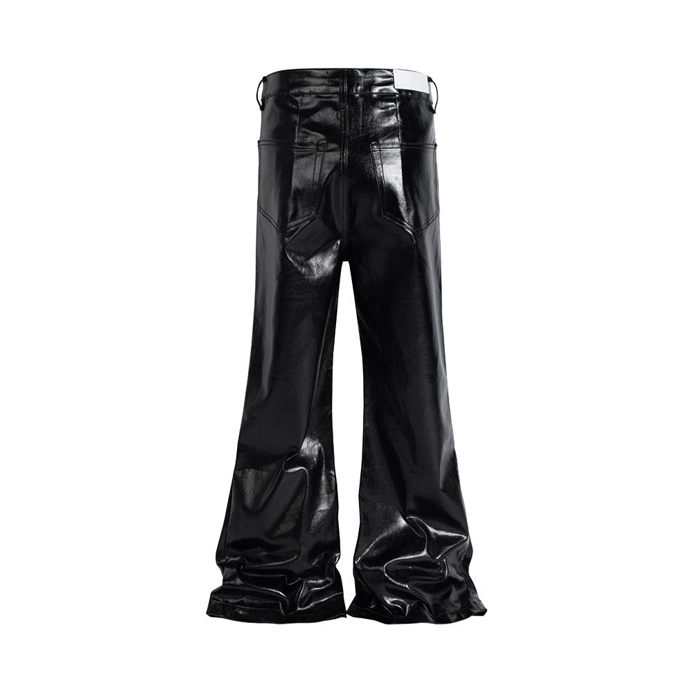 Japanese Brand × Jean High Street Wide Leg Glossy Pu Leather Pants Size US 35 - 3 Thumbnail