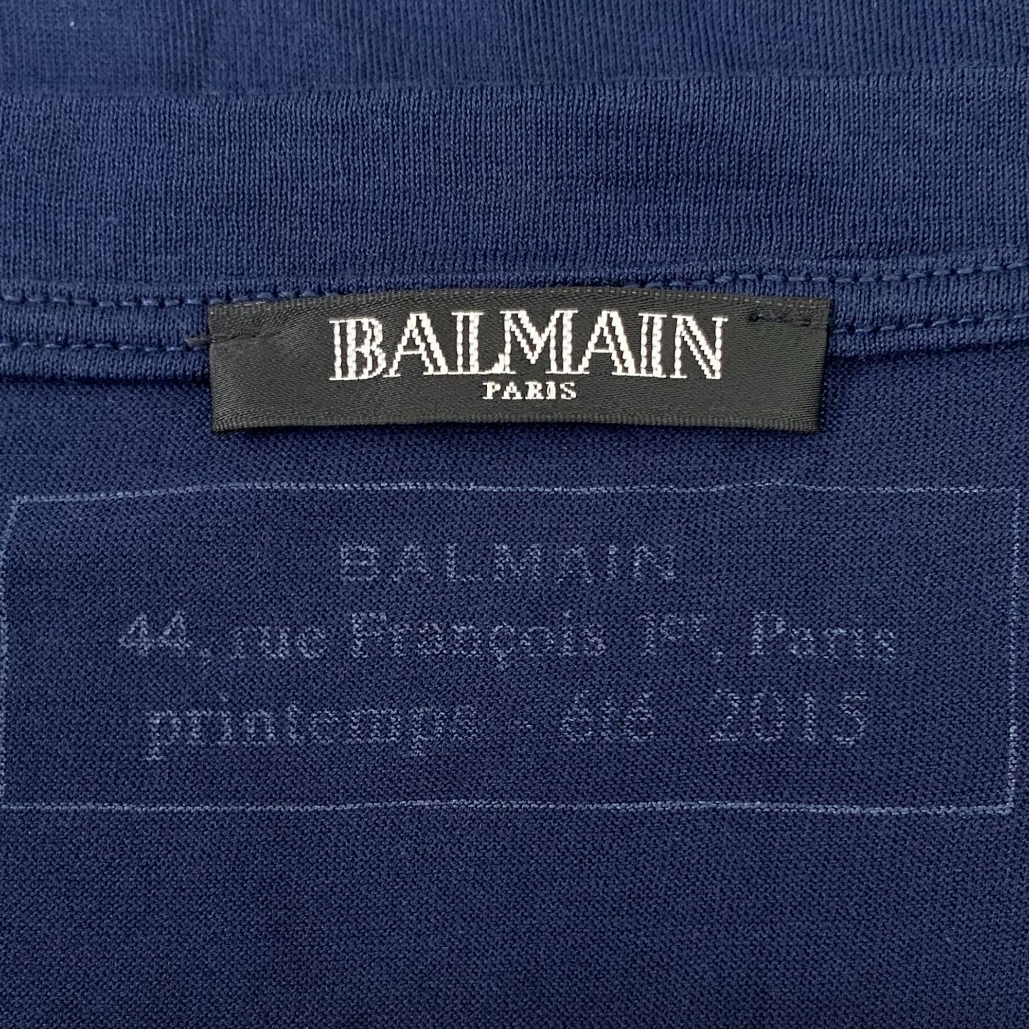 Balmain Balmain Paris Logo Blue Short Sleeve T-Shirt M 100% Cotton M Size US M / EU 48-50 / 2 - 2 Thumbnail
