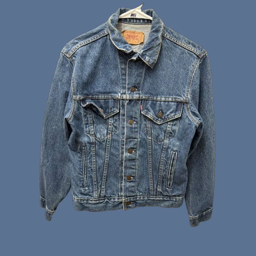 Levi's VINTAGE Levi’s Denim Trucker Jacket Coat 38R USA 80s Blue Cotton Outdoor Outerwear Mens Womens Size US XXS / EU 40 - 1 Thumbnail