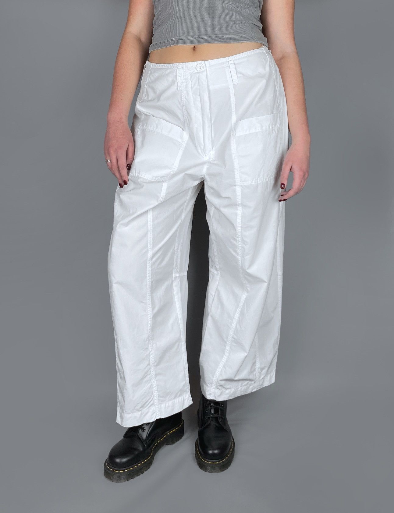 Rundholz Women's Rundholz Black Label White Baggy Fit Pants Size M L Size 31" - 2 Thumbnail
