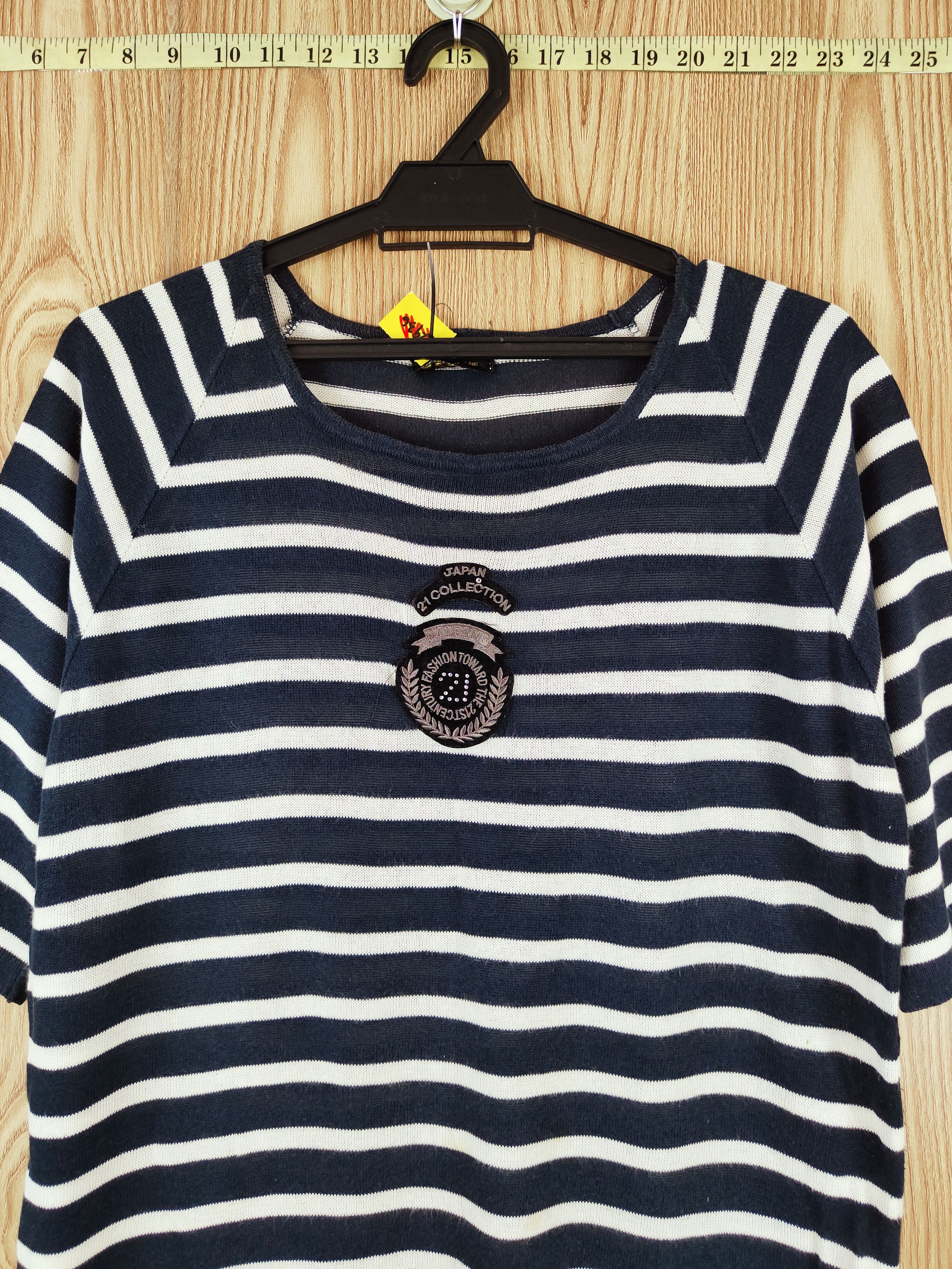 No. 21 Twenty One Navy Stripe Knitwear Short Sleeve T-shirts #W141 Size M / US 6-8 / IT 42-44 - 2 Thumbnail