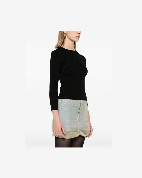 Balenciaga o1s1wg110126 BB Allover Cropped Sweater in Black Size XL / US 12-14 / IT 48-50 - 4 Thumbnail