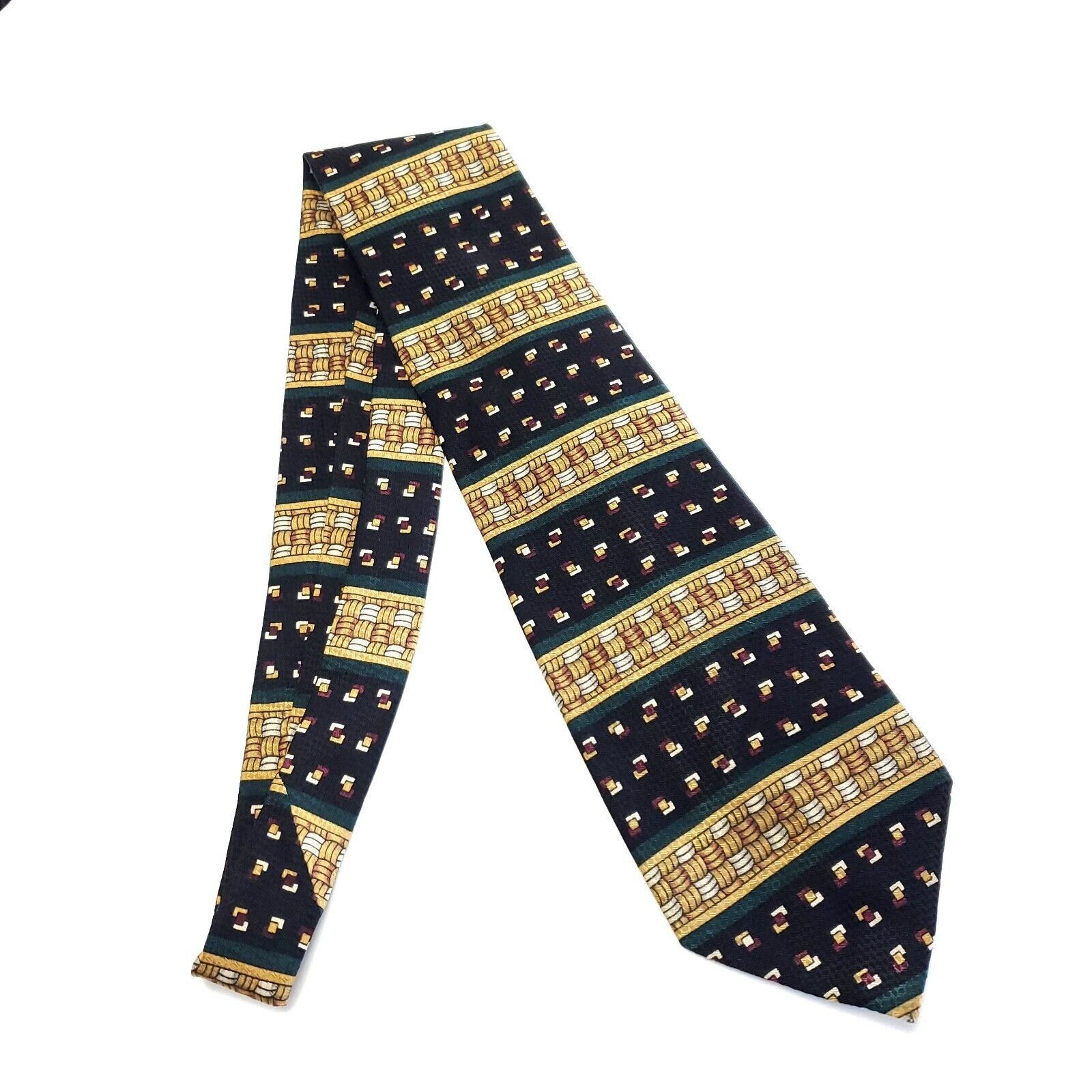 Designer Surrey Green Black Abstract Wide Silk Tie Size ONE SIZE - 6 Thumbnail