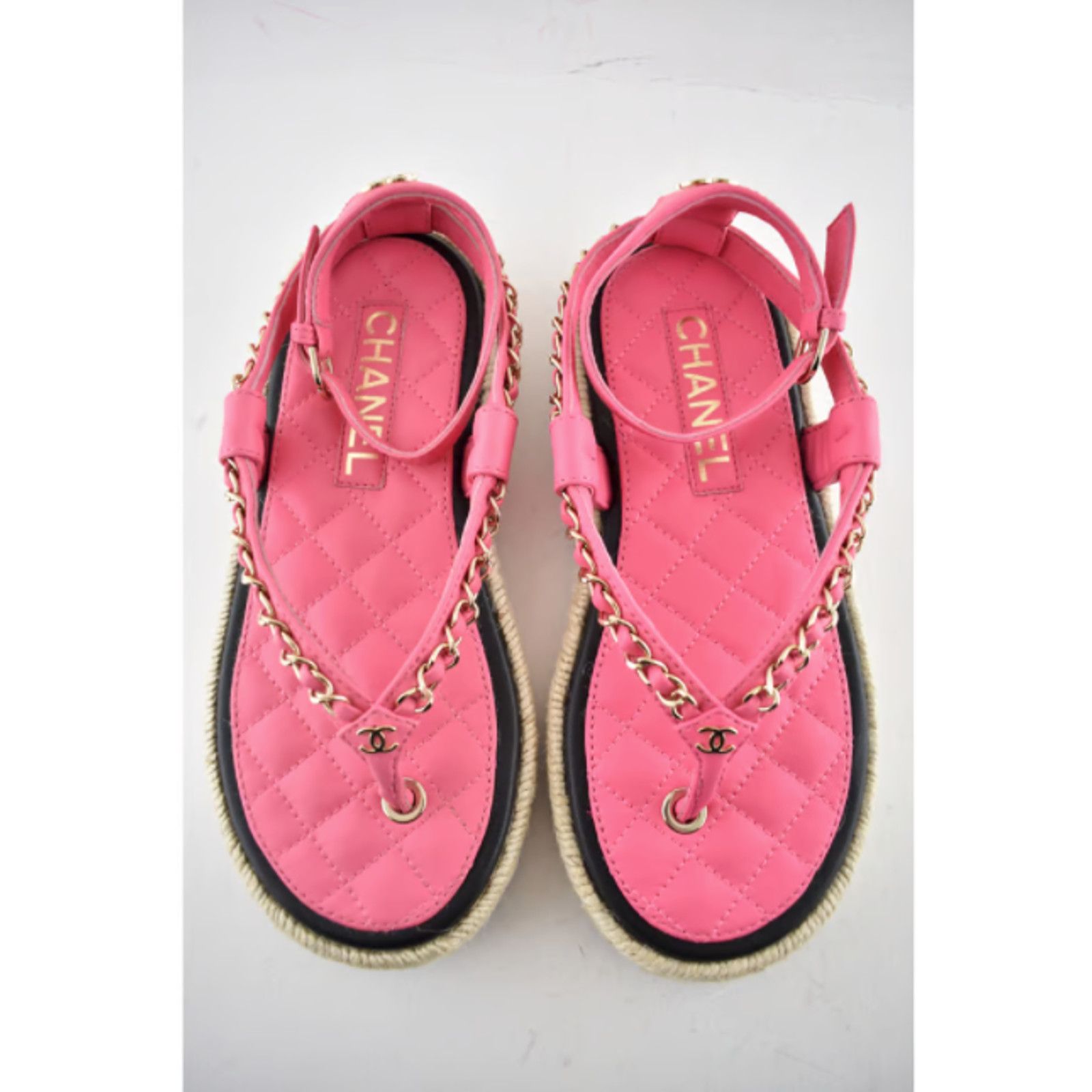 Chanel Chanel 21C Pink Lambskin Leather Chain Logo Mule Size US 5 / IT 35 - 8 Thumbnail