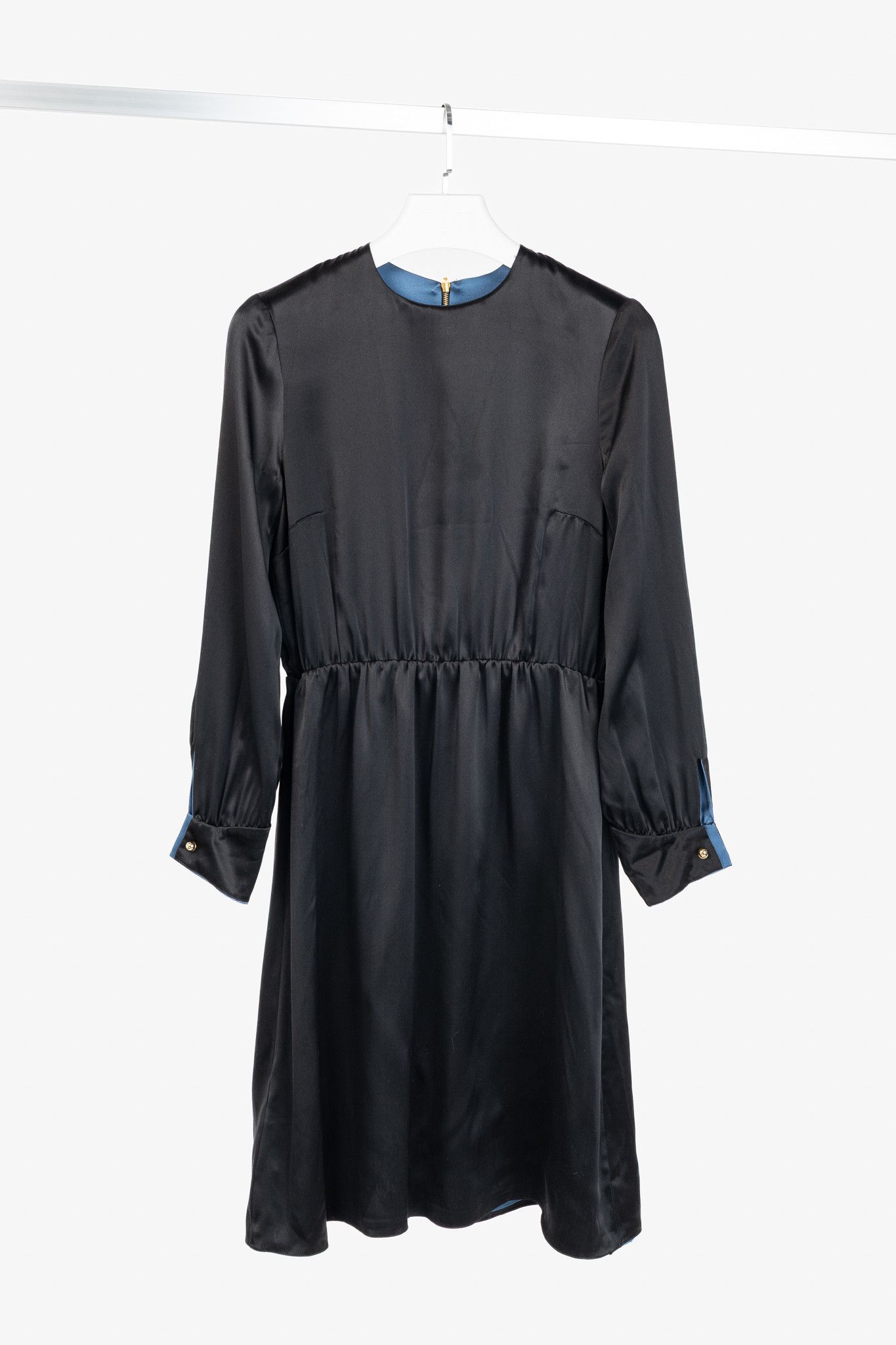 Other Dassie Reversible Black & Blue Silk Charmeuse Dress Size L / US 10 / IT 46 - 1 Thumbnail