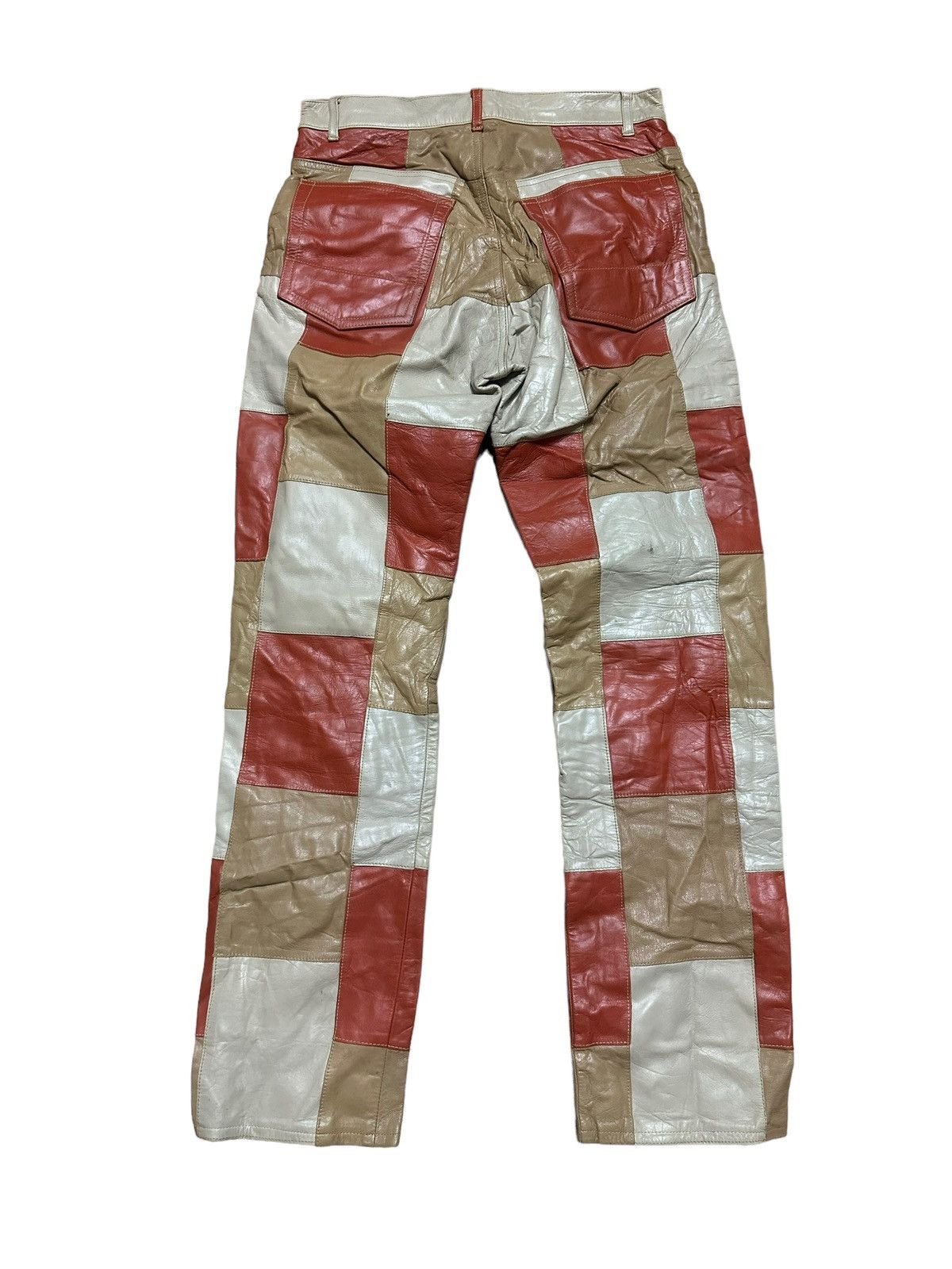 Genuine Leather × Issey Miyake × Japanese Brand INSANE🔥 LES VIS a BOIS LEATHER PATCHWORK Pants Size US 28 / EU 44 - 2 Thumbnail