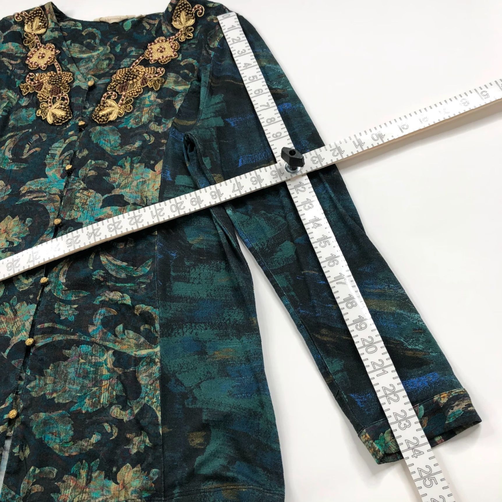 Soft Surroundings Soft Surroundings Blouse Shirt Tunic Womens M Green Beaded Button Top 2FN85 Del Bosque Starry Night Mint Fantasy Vintage: No Size M / US 6-8 / IT 42-44 - 6 Thumbnail