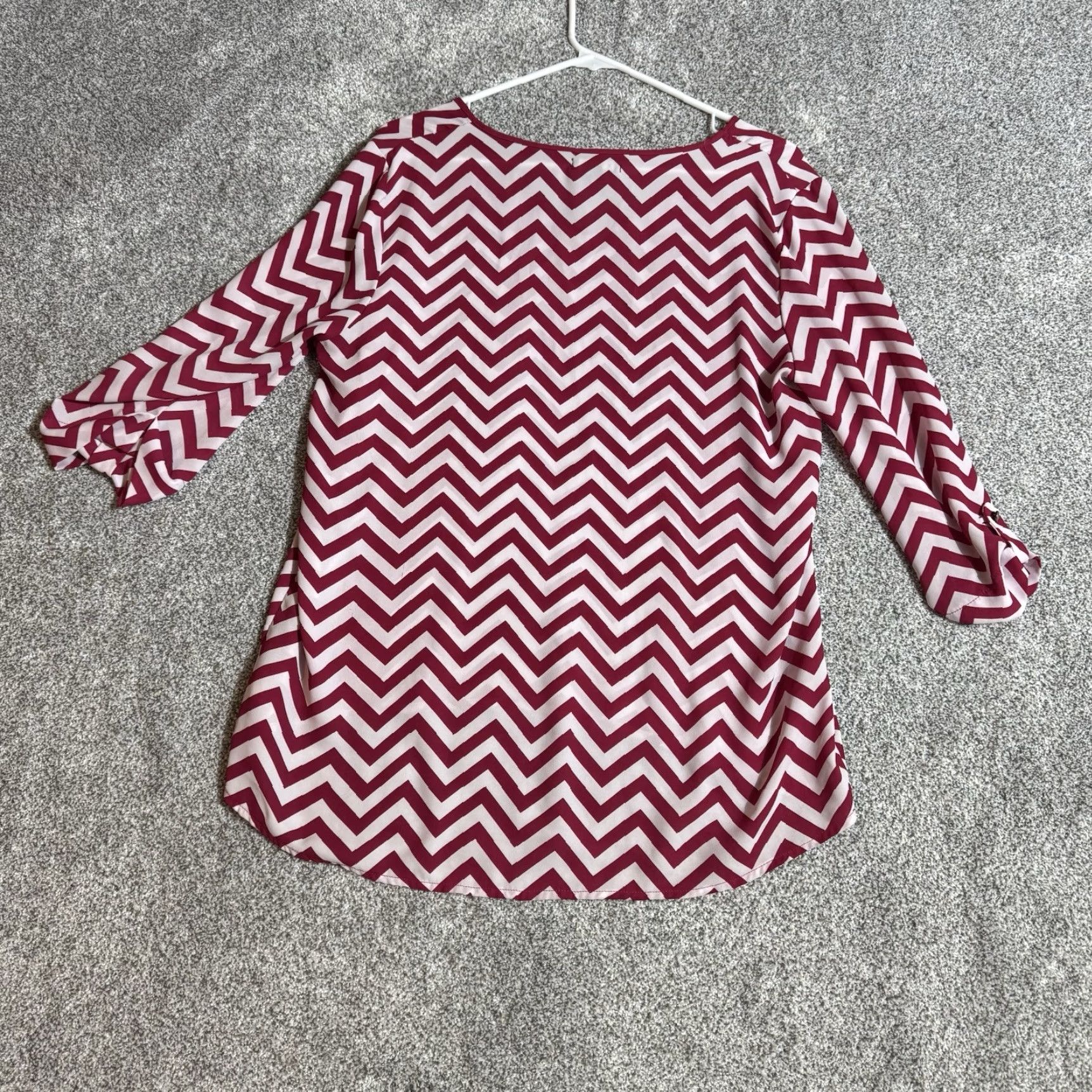 Vintage Kiara Boho Blouse Womens Large Chevron Office Chic Retro Psychedelic Hippie Geometric Pink Long Sleeve V-Neck Pullover Casual All Seasons Lightweight Size L / US 10 / IT 46 - 7 Thumbnail