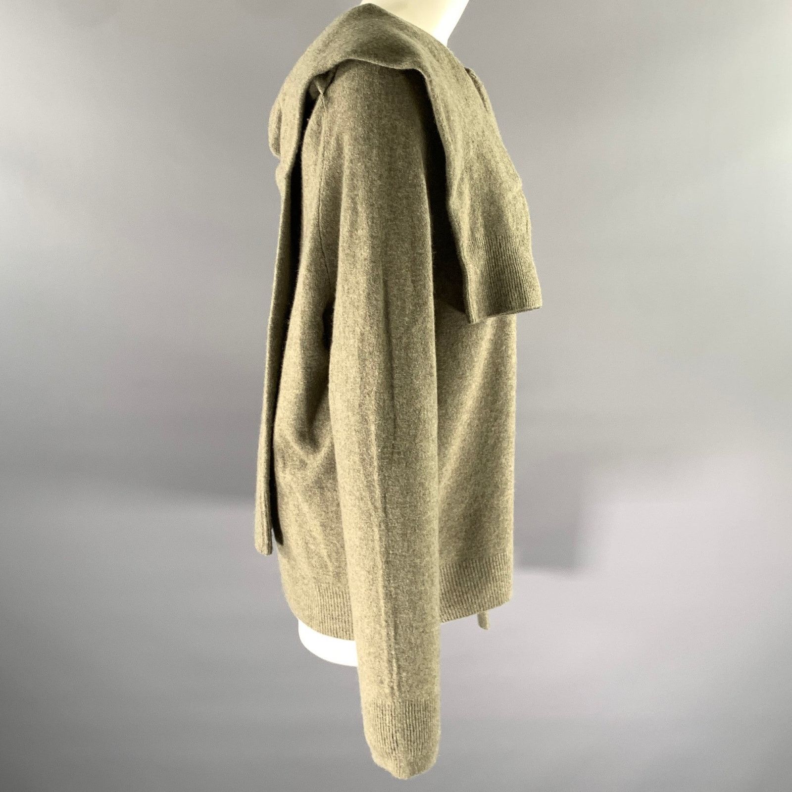 Celine CELINE Size M Khaki Green Wool Cashmere Wrap Pullover Size M / US 6-8 / IT 42-44 - 3 Thumbnail