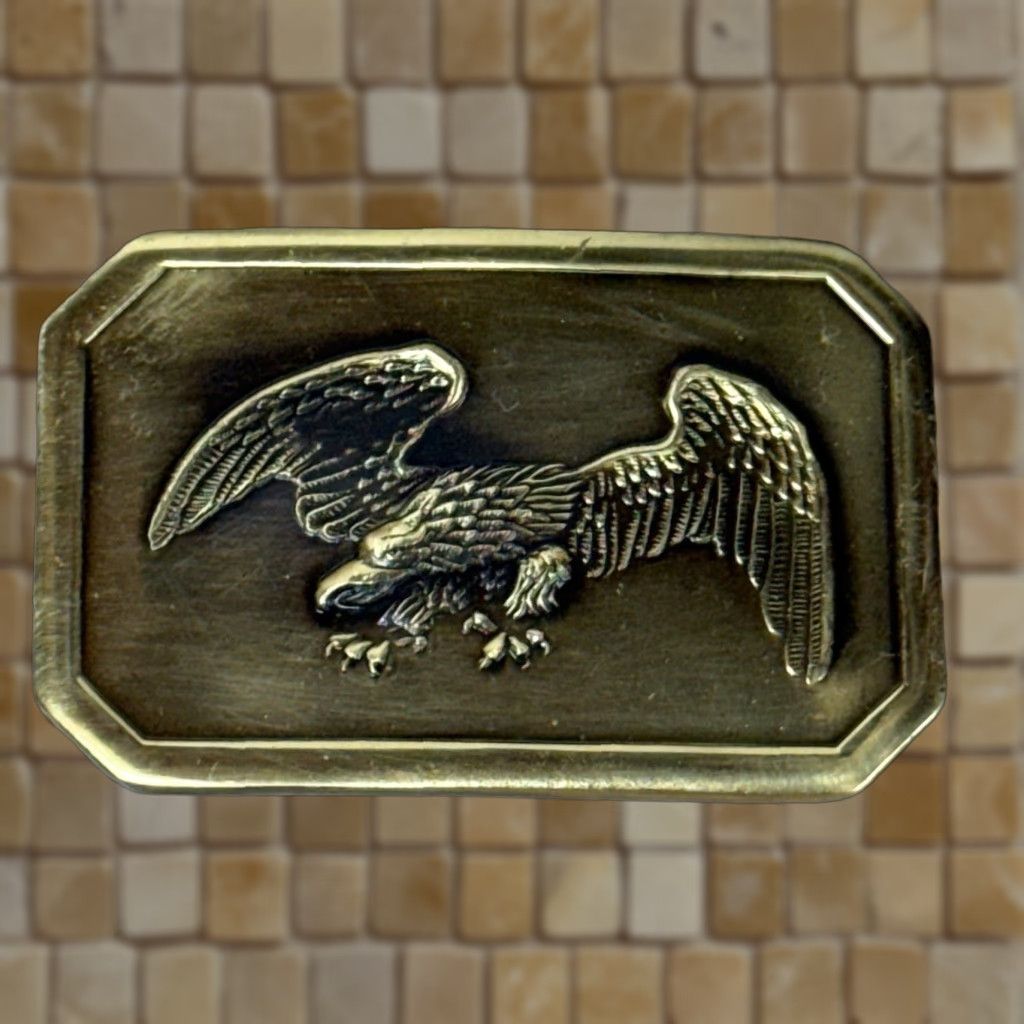 Vintage VINTAGE Baron Buckles Belt Buckle - Bald Eagle Brass Patriotic 1970s Taiwan 1.75" Belt Width Mens Size ONE SIZE - 1 Thumbnail