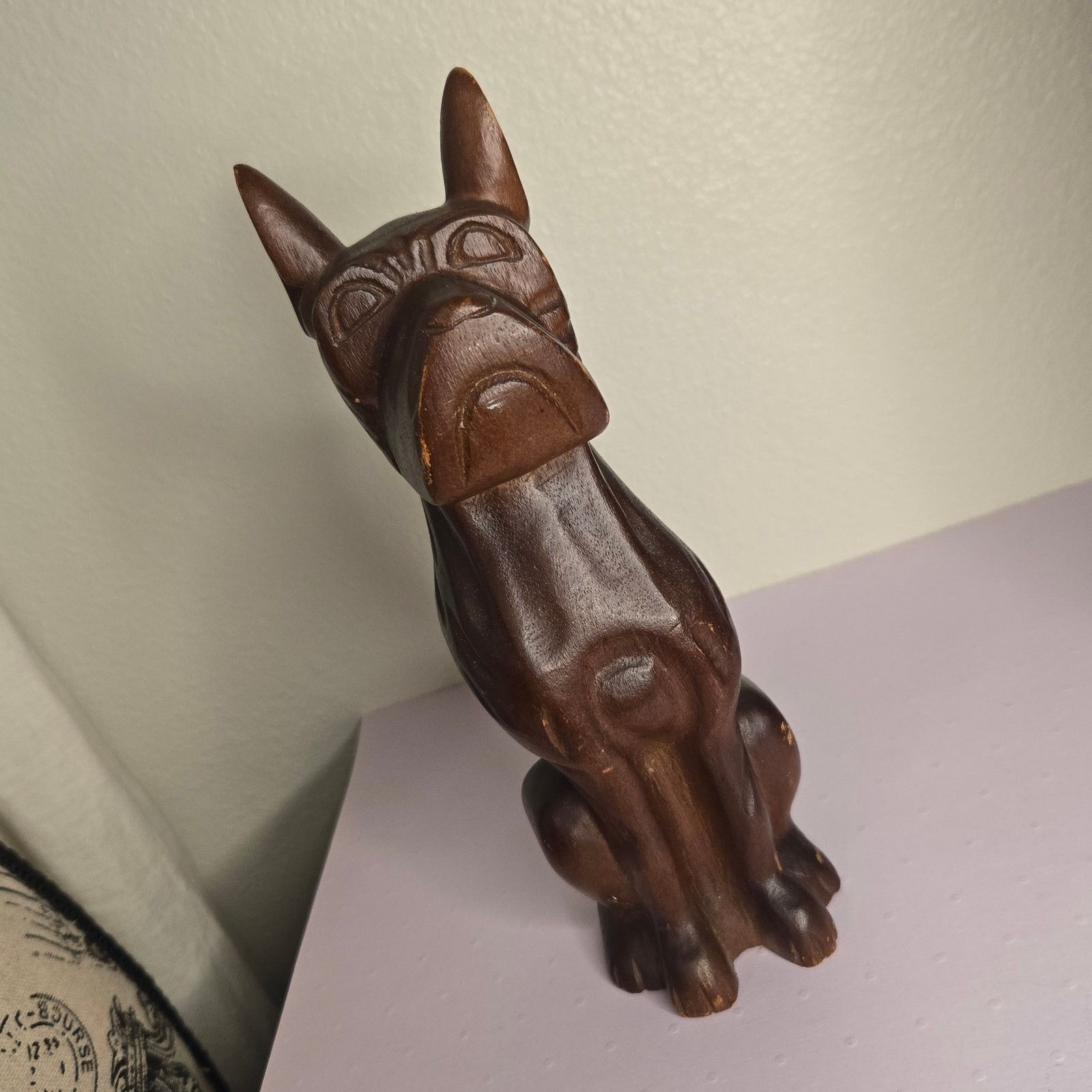 Vintage Vintage Hand Carved Wood Boxer Dog Figurine Art Sculpture Size ONE SIZE - 12 Thumbnail