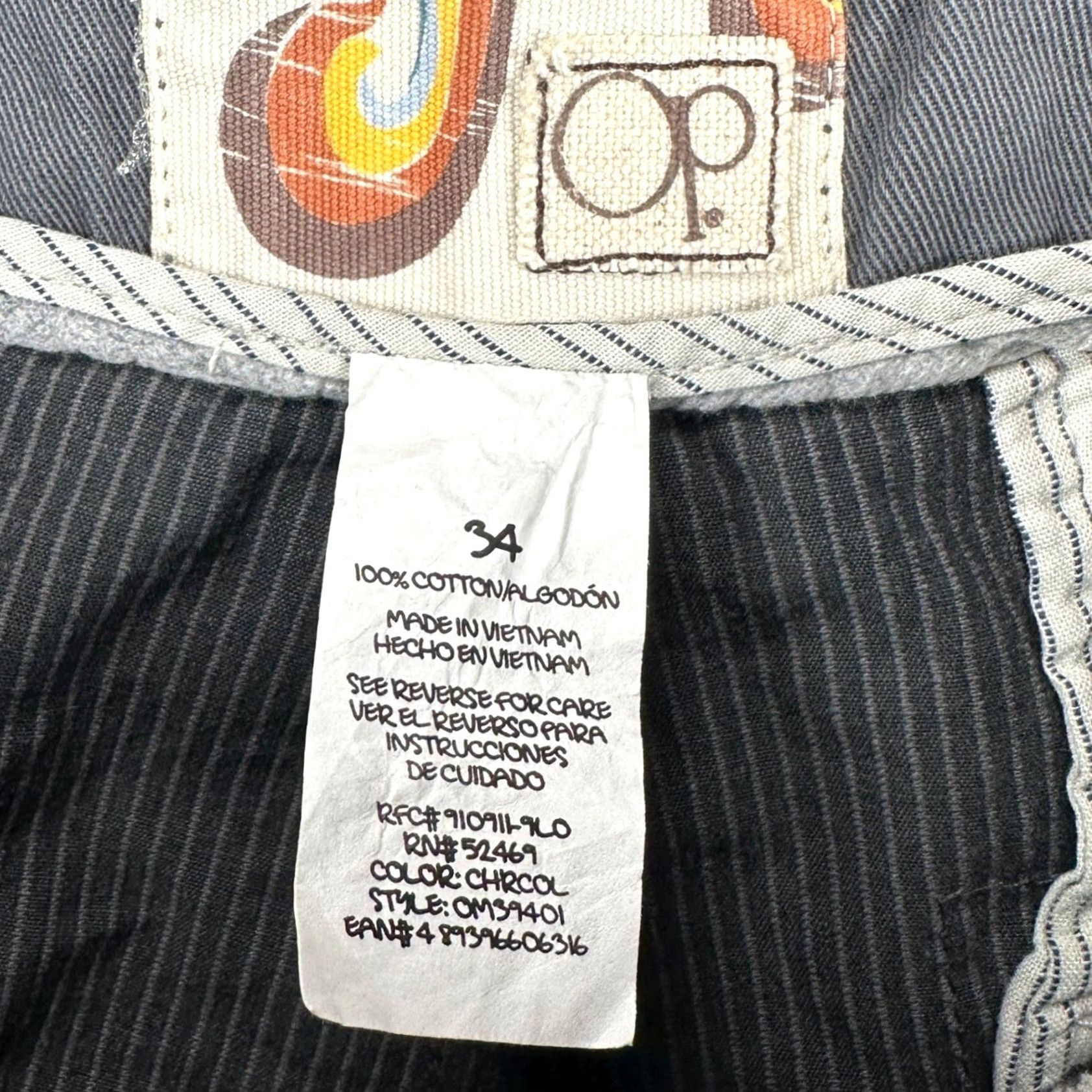 Vintage Op Cargo Shorts Mens 34 Black Grey Pinstripe 100% Cotton Flat Front Pockets NEW Size US 34 / EU 50 - 4 Thumbnail