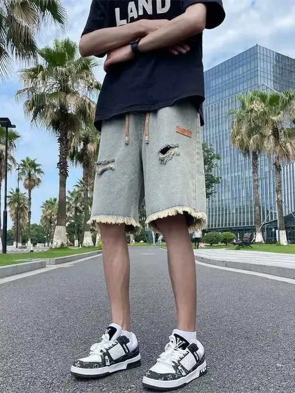 Japanese Brand Retro fringed ripped denim shorts Size US 32 / EU 48 - 3 Thumbnail