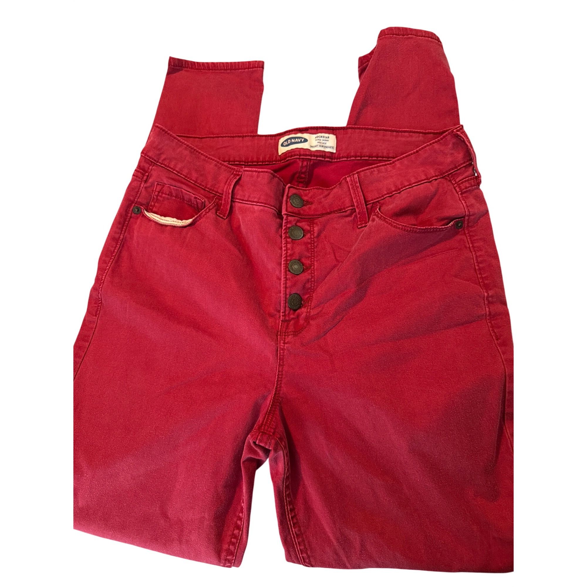 Old Navy Old Navy Rockstar High Rise Super Skinny Red Jeans Secret Sl Size 34" / US 12 / IT 48 - 1 Thumbnail