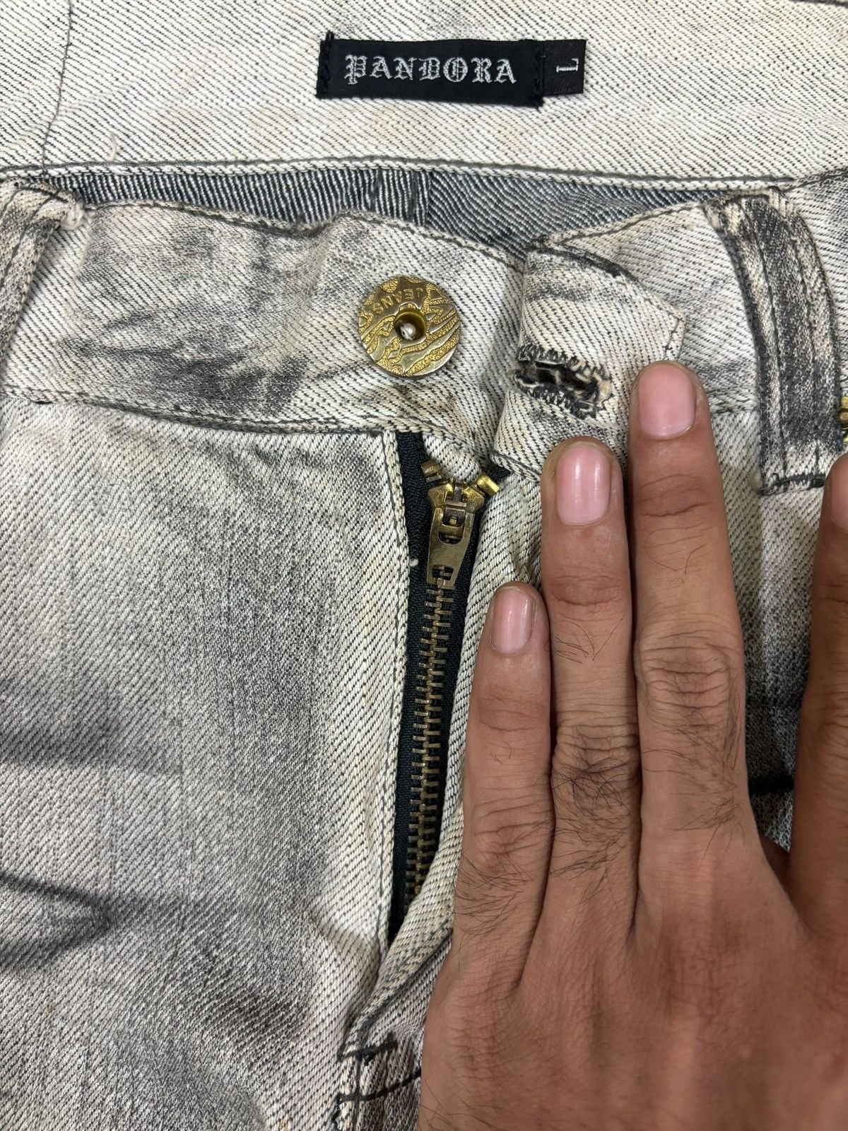 pandora Vintage Japanese Pandora Charcoal Wash Distress Flare Jeans Size US 33 - 3 Thumbnail