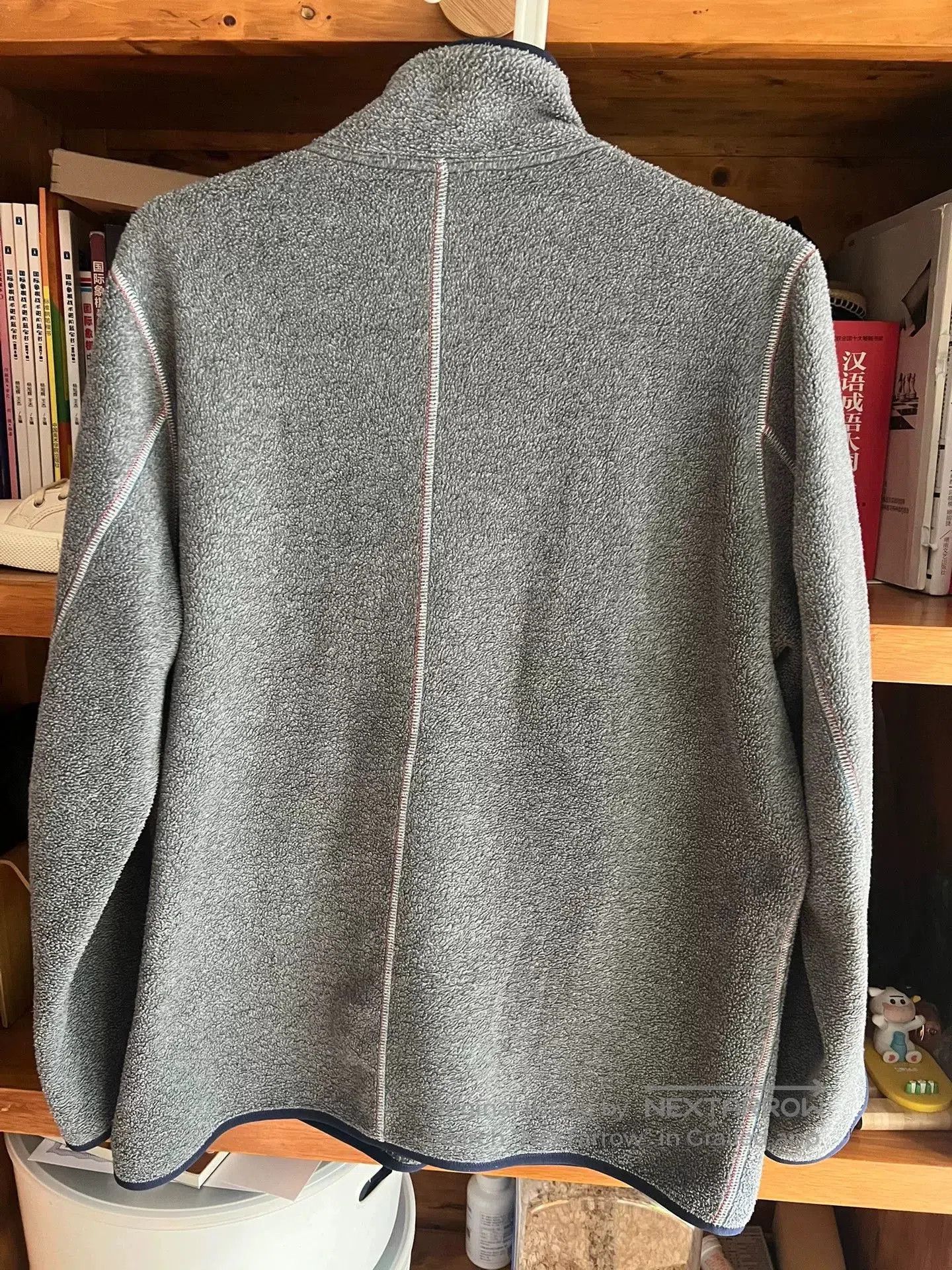Porter Classic stylish gray fleece jacket with blue accents. Size US S / EU 44-46 / 1 - 8 Thumbnail