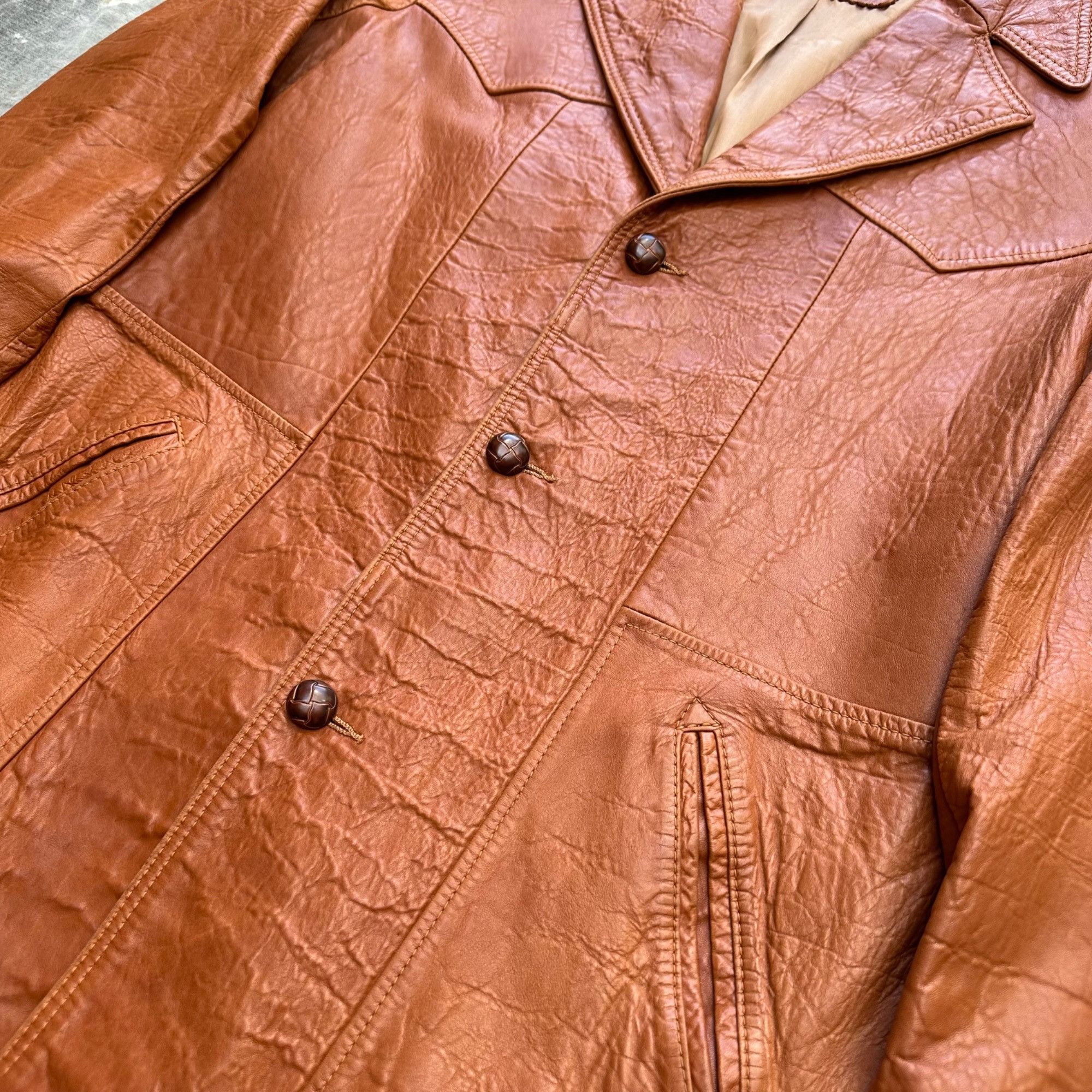 Vintage Vintage 60s/70s Silton Genuine Leather Light Brown Blazer Ja Size US L / EU 52-54 / 3 - 5 Thumbnail