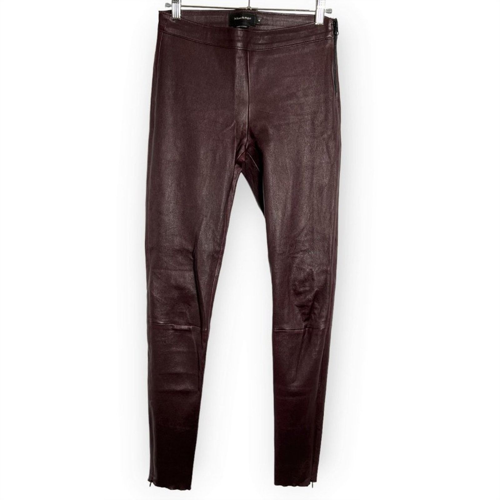 Mackage Mackage Lamb Leather Skinny Pants Maroon Size 8 Zip Size 30" / US 8 / IT 44 - 1 Thumbnail