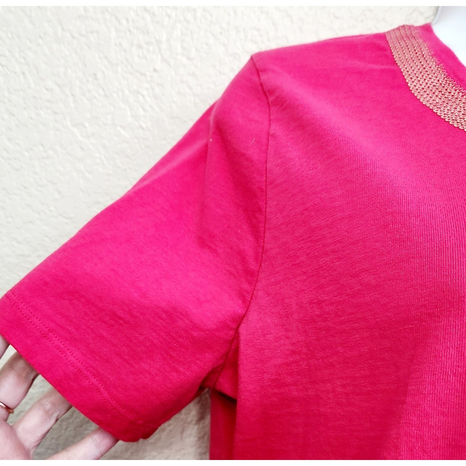 Other A La Carte For Draper's & Damon's Pink Sequin Neck Top Large Size L / US 10 / IT 46 - 2 Thumbnail