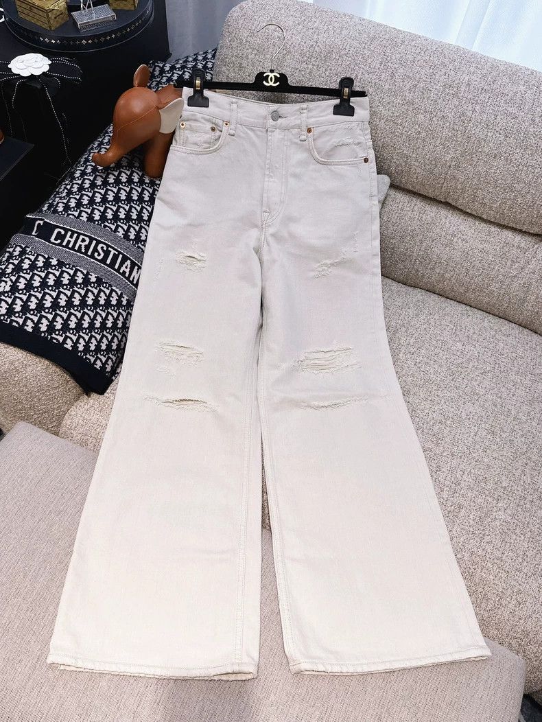 Acne Studios acne studios Beige ripped jeans 2504-Nextarrow Size US 32 / EU 48 - 1 Thumbnail