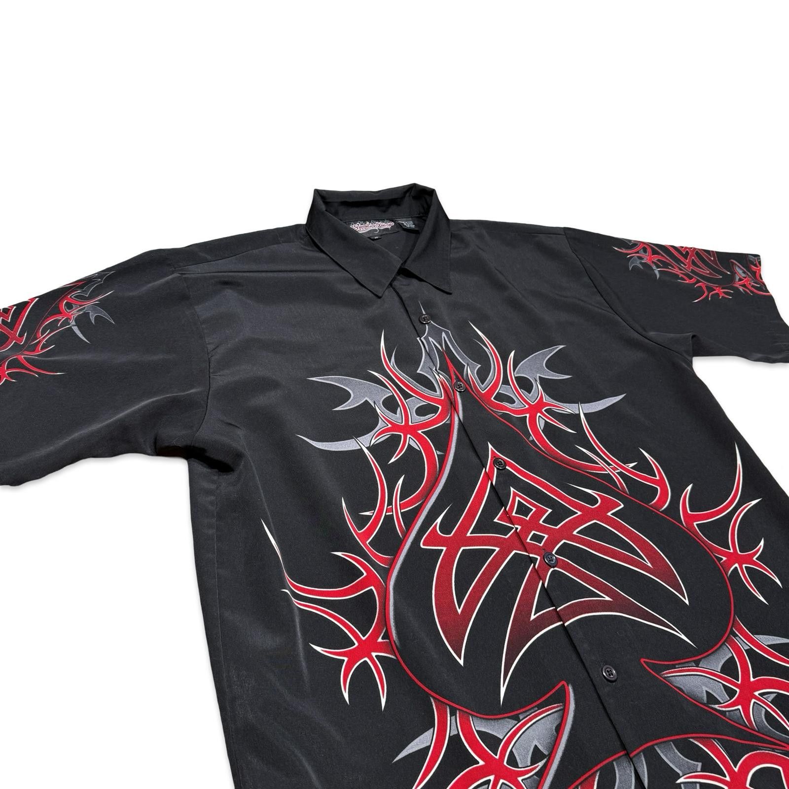 Designer Sapphire Lounge Y2K Tribal Print Spade Button Up Shirt Size US L / EU 52-54 / 3 - 3 Thumbnail