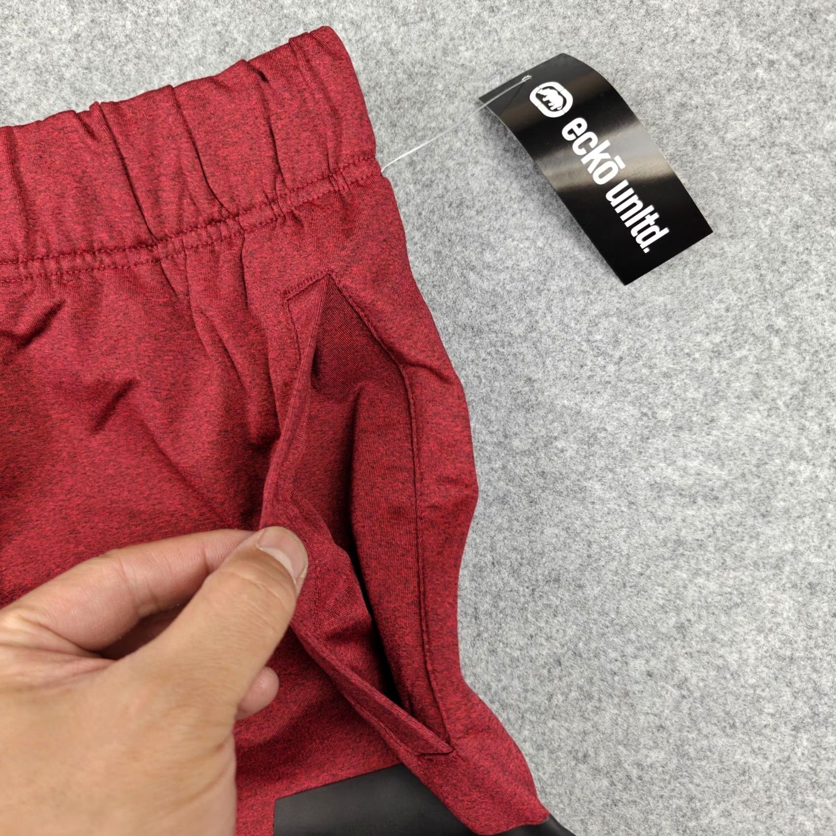 Ecko Unltd. Ecko Unltd Shorts Mens M Red Marled Drawstring Logo Pockets Athletic Size US 31 - 2 Thumbnail