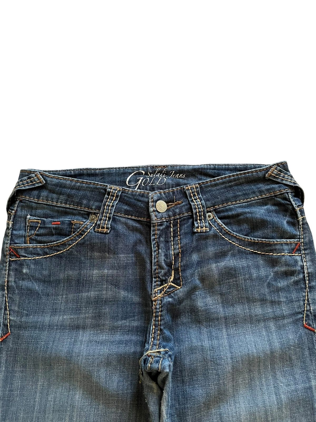 Japanese Brand Vintage Japanese Brand Blue Wash Embroidered Flare Jeans Size 29" - 4 Thumbnail