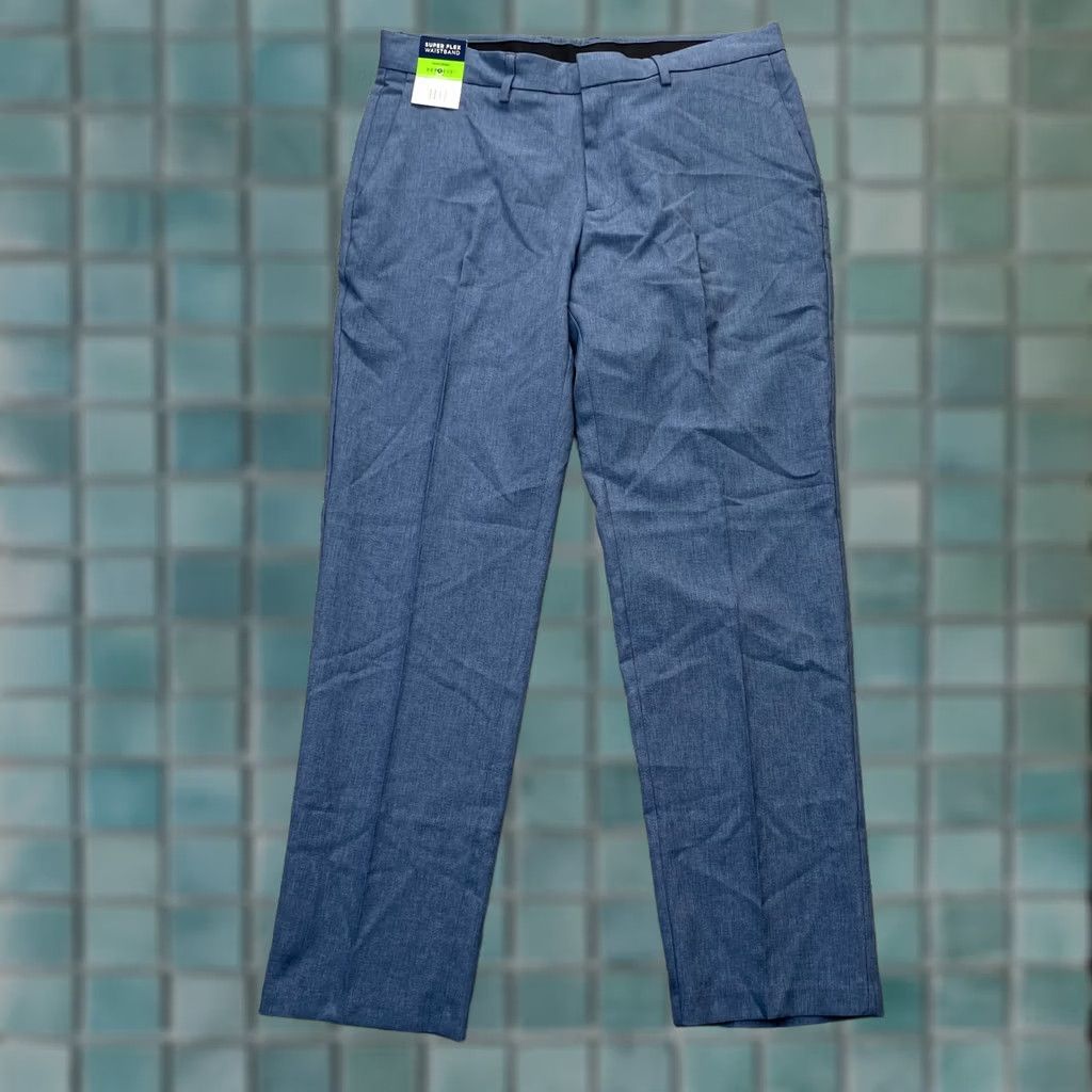 Kenneth Cole Kenneth Cole Pants Mens 34 x 30 Blue Reaction Techni Cole Performance Slim Straight Leg Dress Pants Size US 34 / EU 50 - 1 Thumbnail
