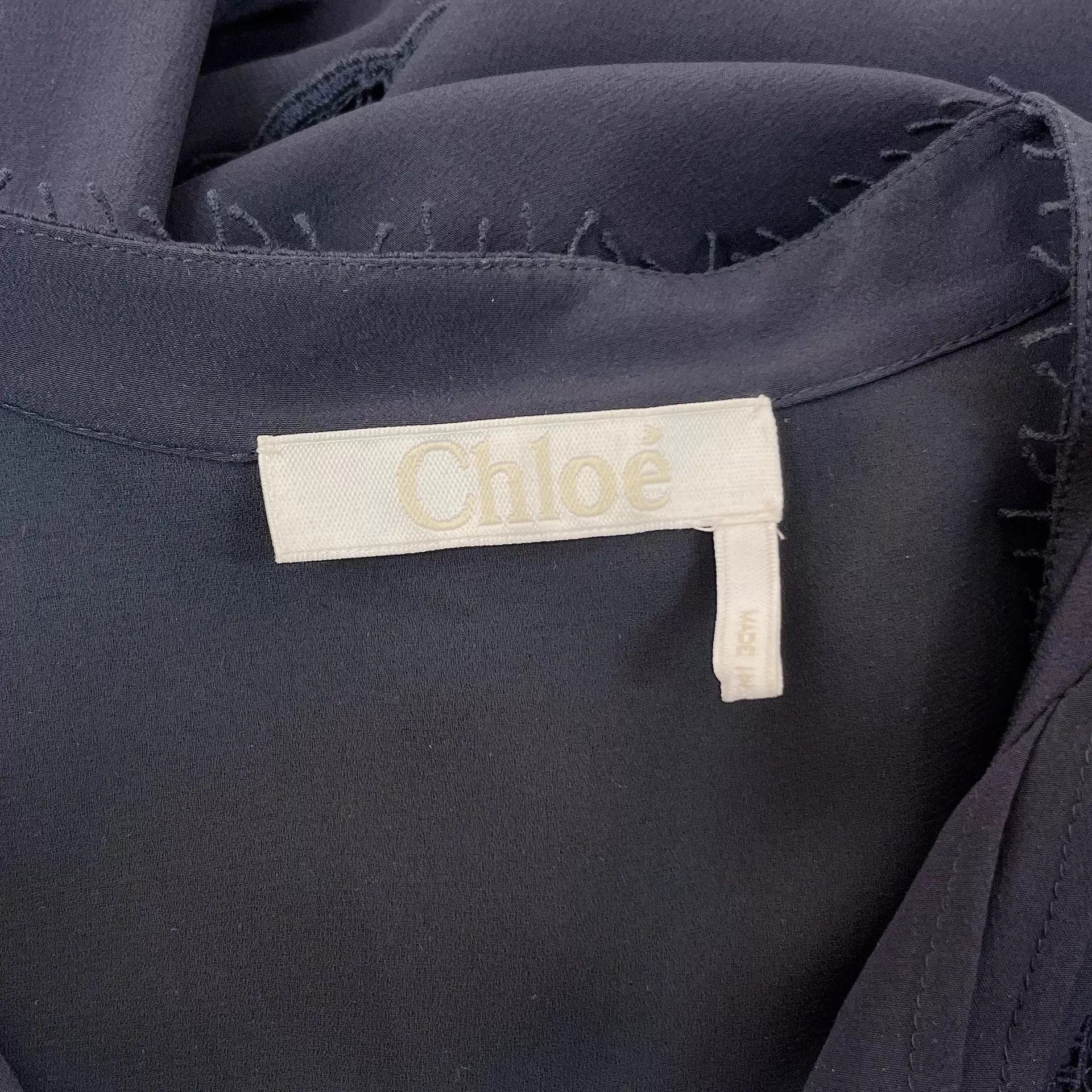 Chloe Chloe Women's Navy Silk Dress 34 Pre-Owned Size XXS / US 00 / IT 34 - 7 Thumbnail