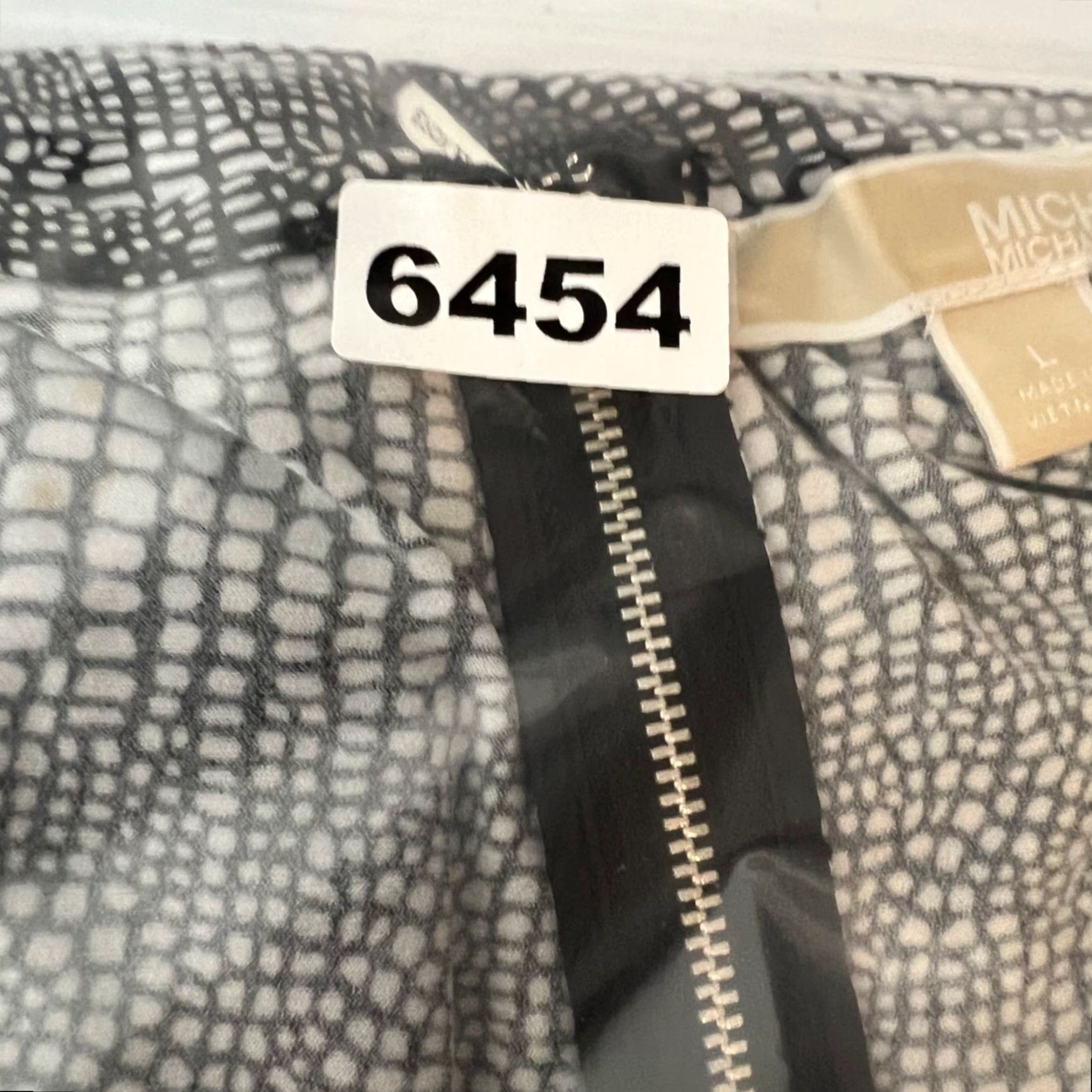 Michael Kors Michael Kors Womens Dress Fit & Flare Black & White Knee Length Geometric Pattern Sleeve Short Sleeve L Dress Size Large Size L / US 10 / IT 46 - 7 Thumbnail