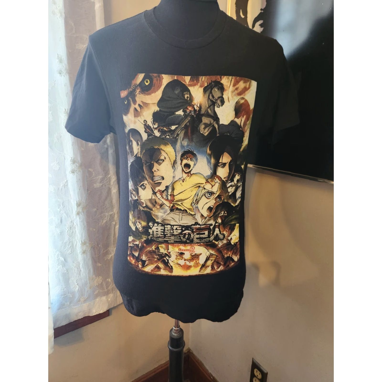 Ripple Junction Attack on Titan Season 2 T-Shirt Men M Black Short Sleeve Cotton Anime Shirt Size US M / EU 48-50 / 2 - 2 Thumbnail