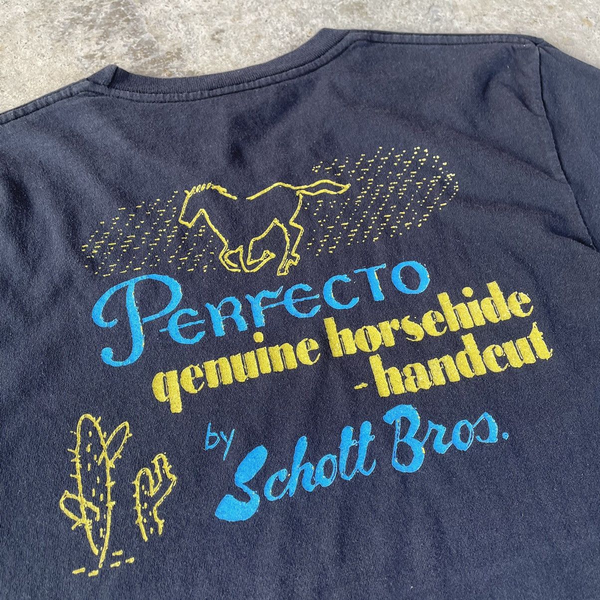 Schott × Vintage 🔥🔥Vintage Schott Perfecto Big Spellout Genuine Horsehide Tee Size US M / EU 48-50 / 2 - 2 Thumbnail