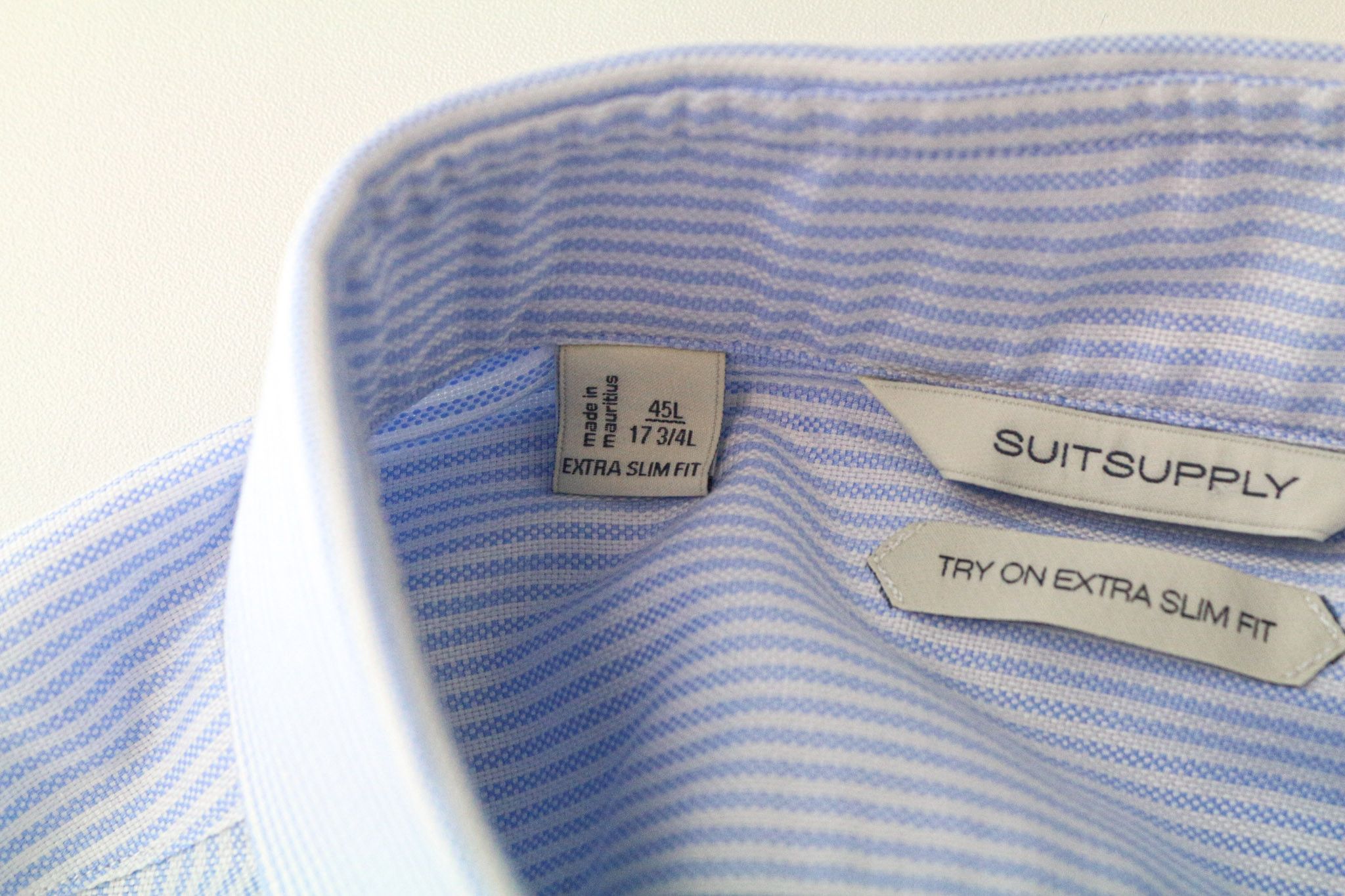 Suitsupply 45L/17 3/4L Extra Slim Blue Cotton Stripe Shirt 79232 Size 44R - 5 Thumbnail