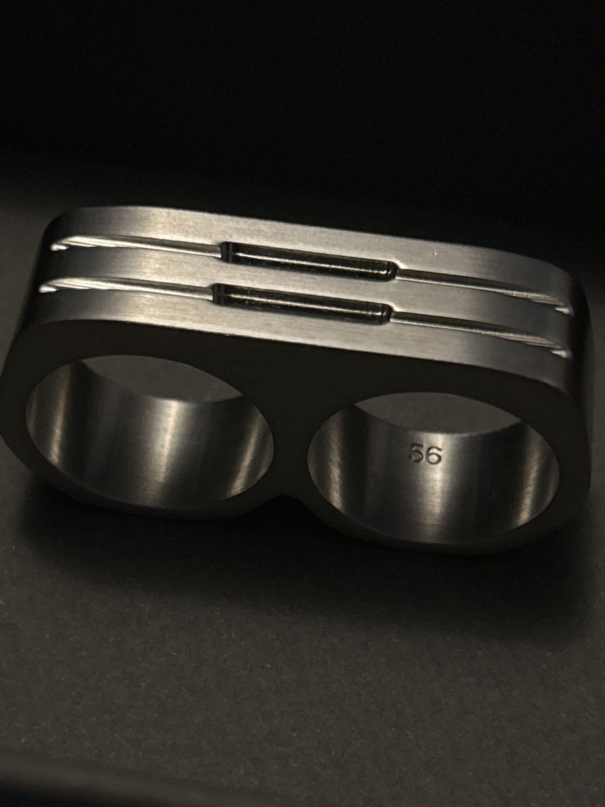 Rick Owens Silver Double Grill Ring