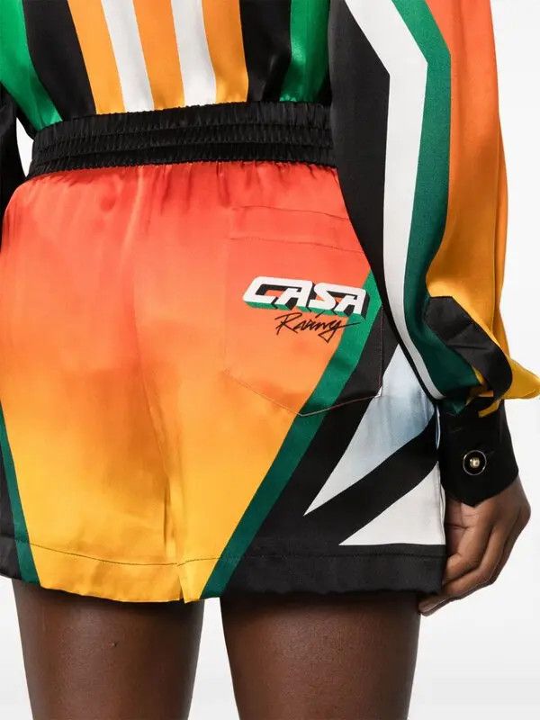 Casablanca o1mle0326 Drawstring Silk Shorts Casa Moto Sport Multicolor Size US 30 / EU 46 - 5 Thumbnail