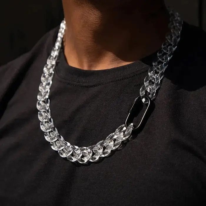 Jewelry See Through Cuban Chain Necklace Size ONE SIZE - 1 Thumbnail
