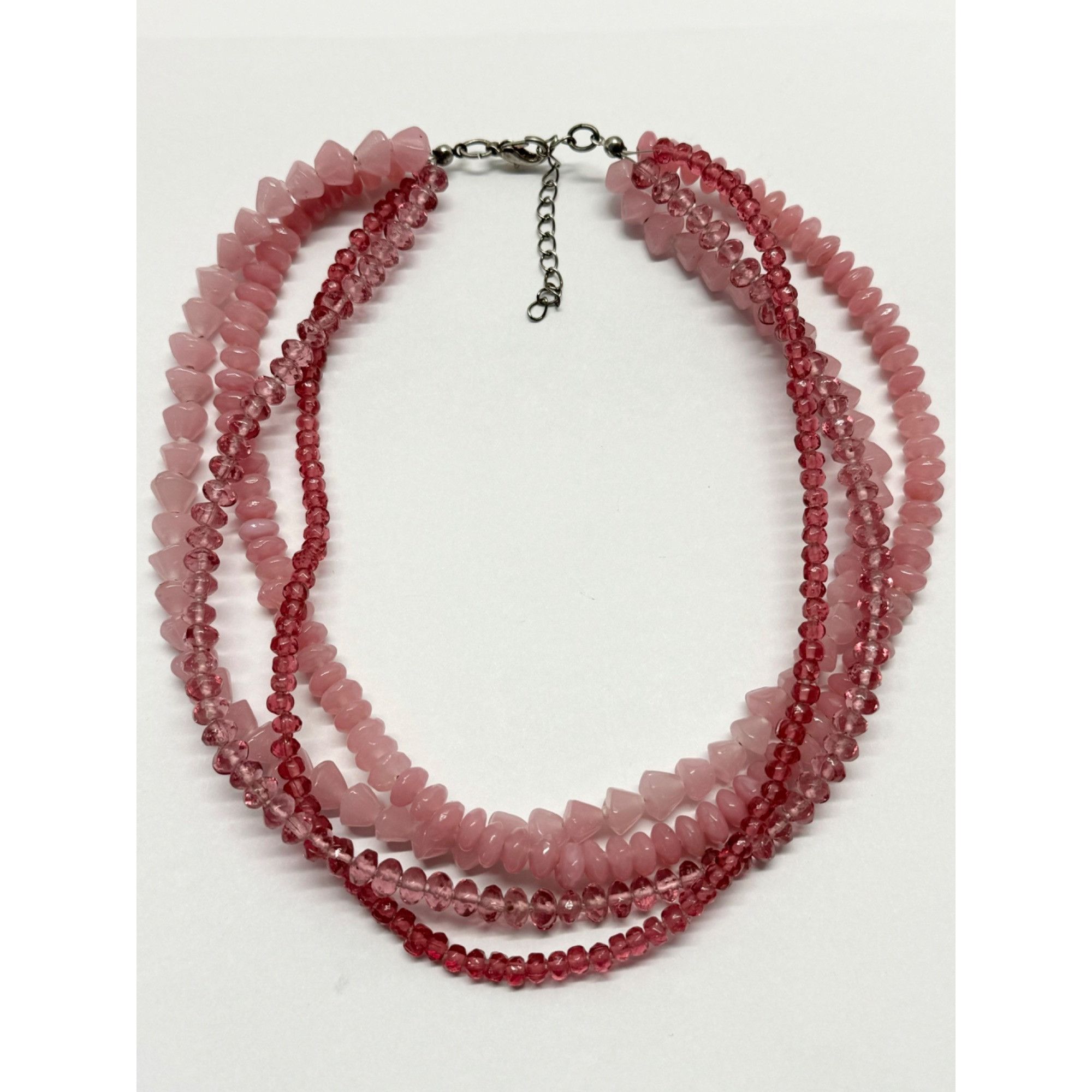 Vintage Vintage pink glass multi strand beaded necklace Size ONE SIZE - 1 Thumbnail