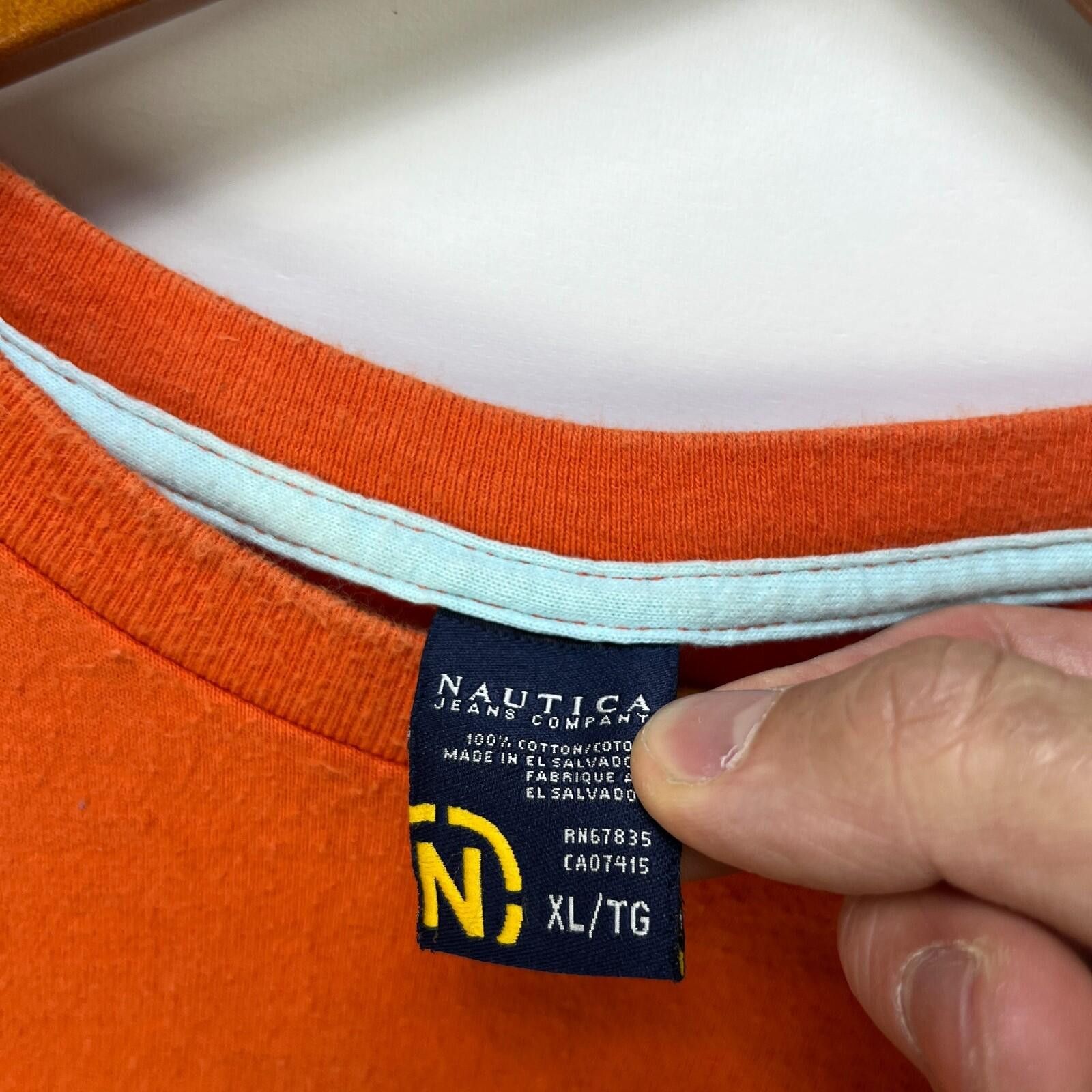 Nautica Vintage Y2K Nautica Jeans Company Orange Spellout T Shirt XL Size US XL / EU 56 / 4 - 4 Thumbnail