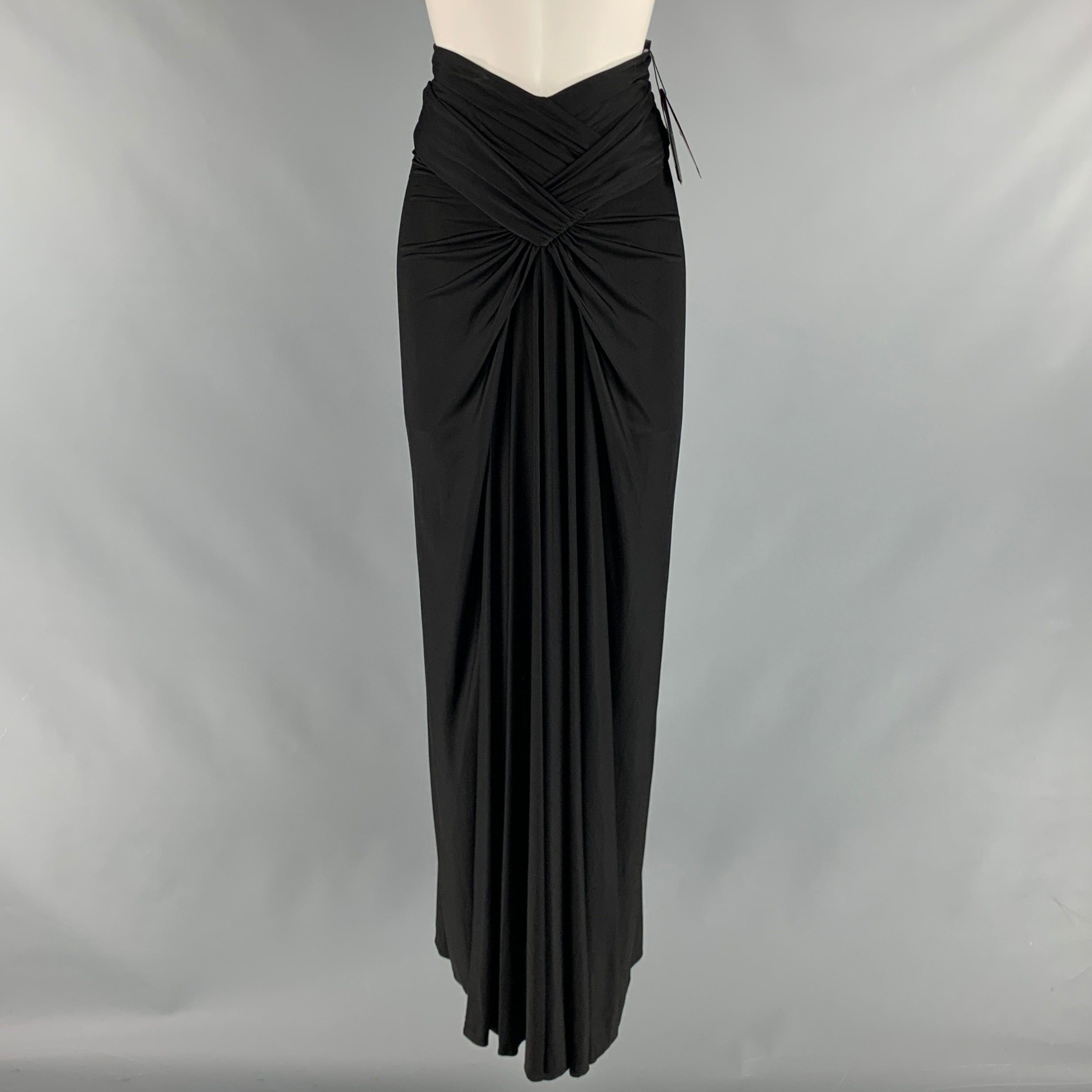 image of Saint Laurent Paris Black Jersey Long Skirt, Women's (Size 26)
