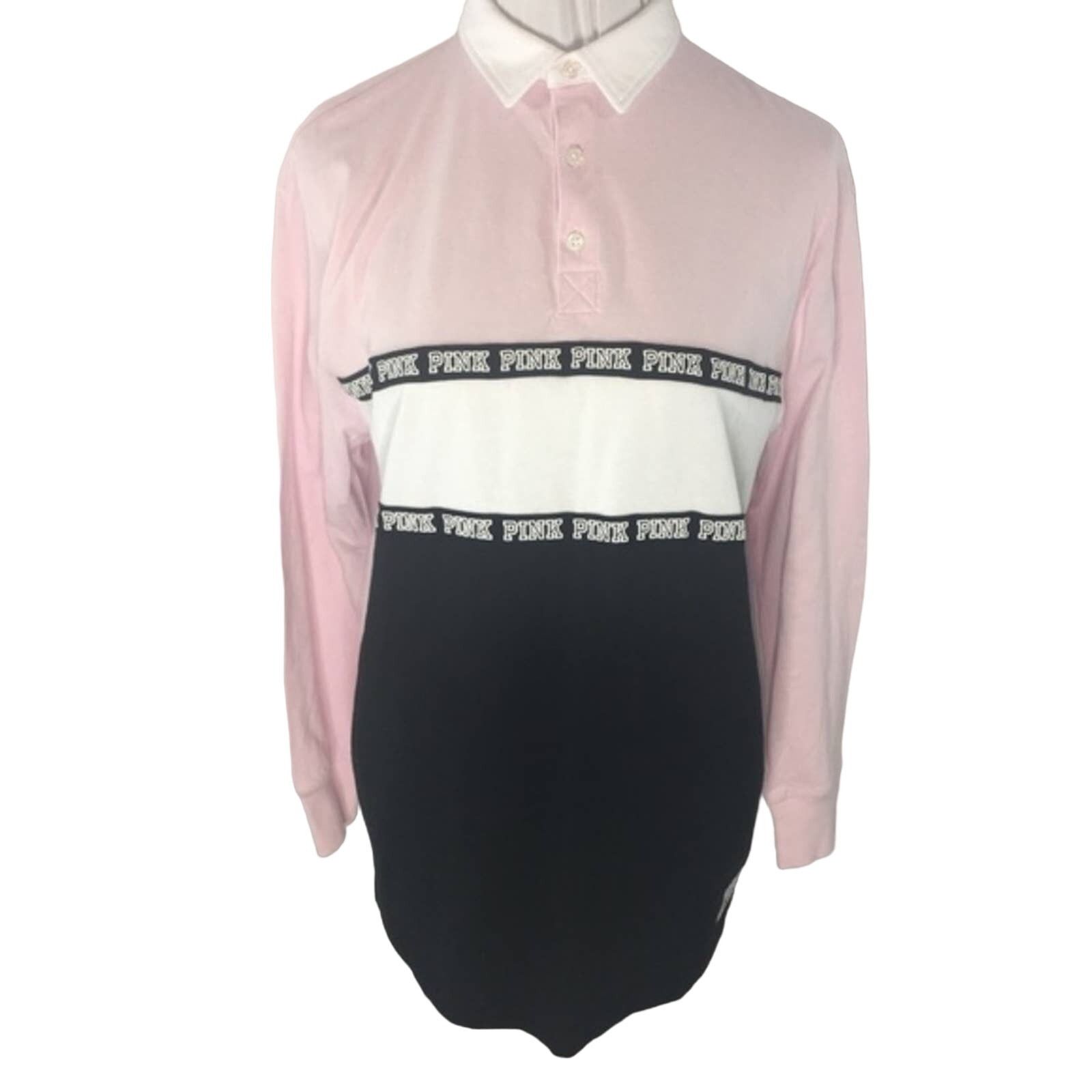 Pink × Victoria's Secret NWT VS Pink Women's Rugby Polo Shirt Long Sleeve Size Small Size S / US 4 / IT 40 - 1 Thumbnail