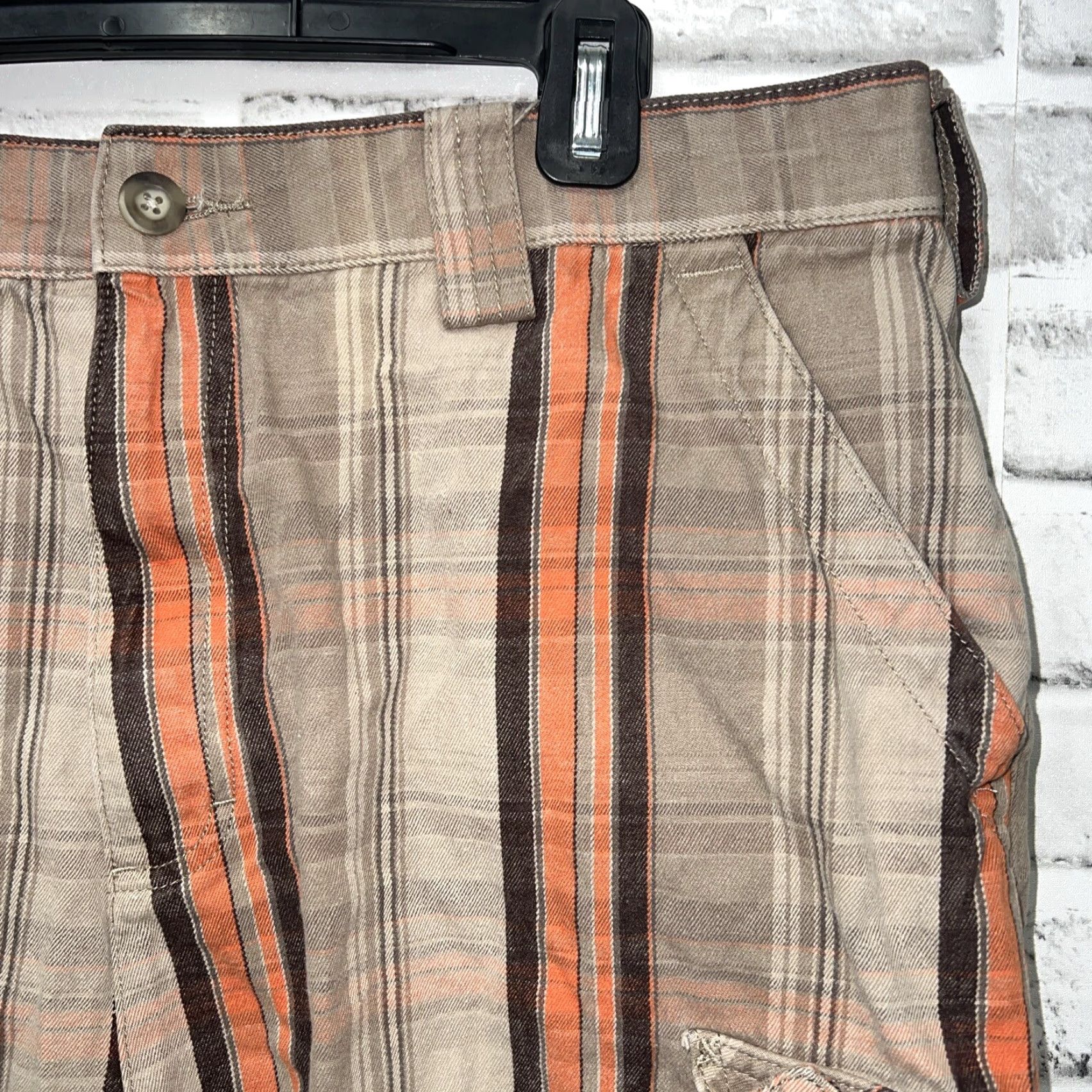 Vintage Cabela's Casuals Orange Plaid Cargo Shorts Mens Size 36 Size US 36 / EU 52 - 2 Thumbnail