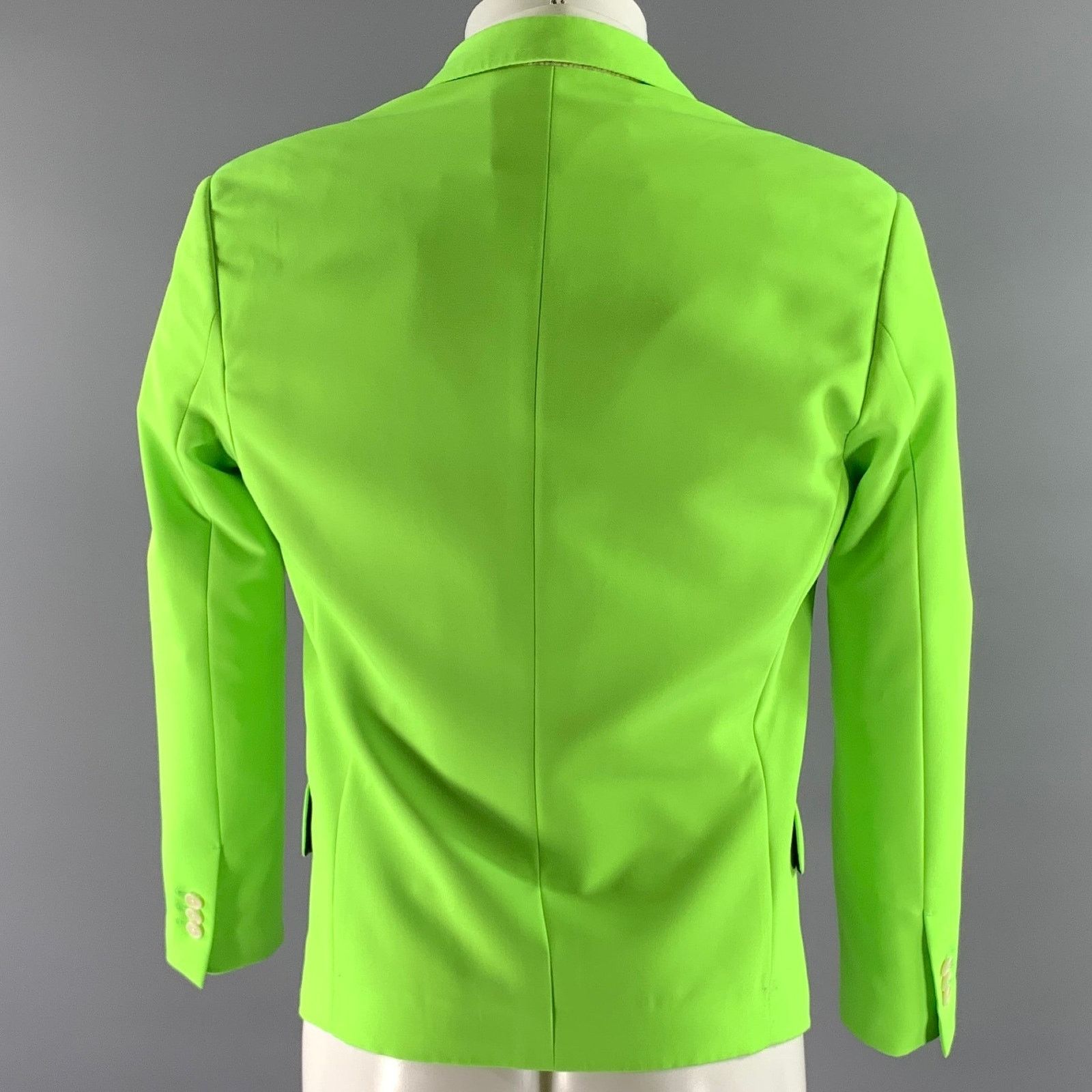 Versace VERSACE 38 Green Neon Polyester Blend Notch Lapel Sport Coat Size 38R - 4 Thumbnail