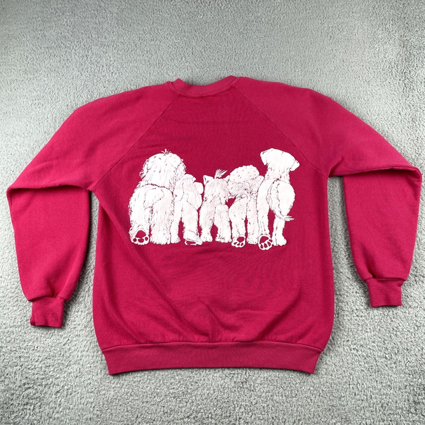 Jerzees Vtg Jerzees Pink Large Raglan Sweatshirt Men Crew Neck 90s Double Sided Dog Print USA Made Raglan Sweatshirt Size US L / EU 52-54 / 3 - 2 Thumbnail