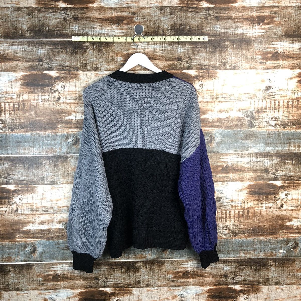 Homespun Knitwear DLL Vence Exchange patchwork style Grey Knitwear #C016 Size US M / EU 48-50 / 2 - 12 Thumbnail