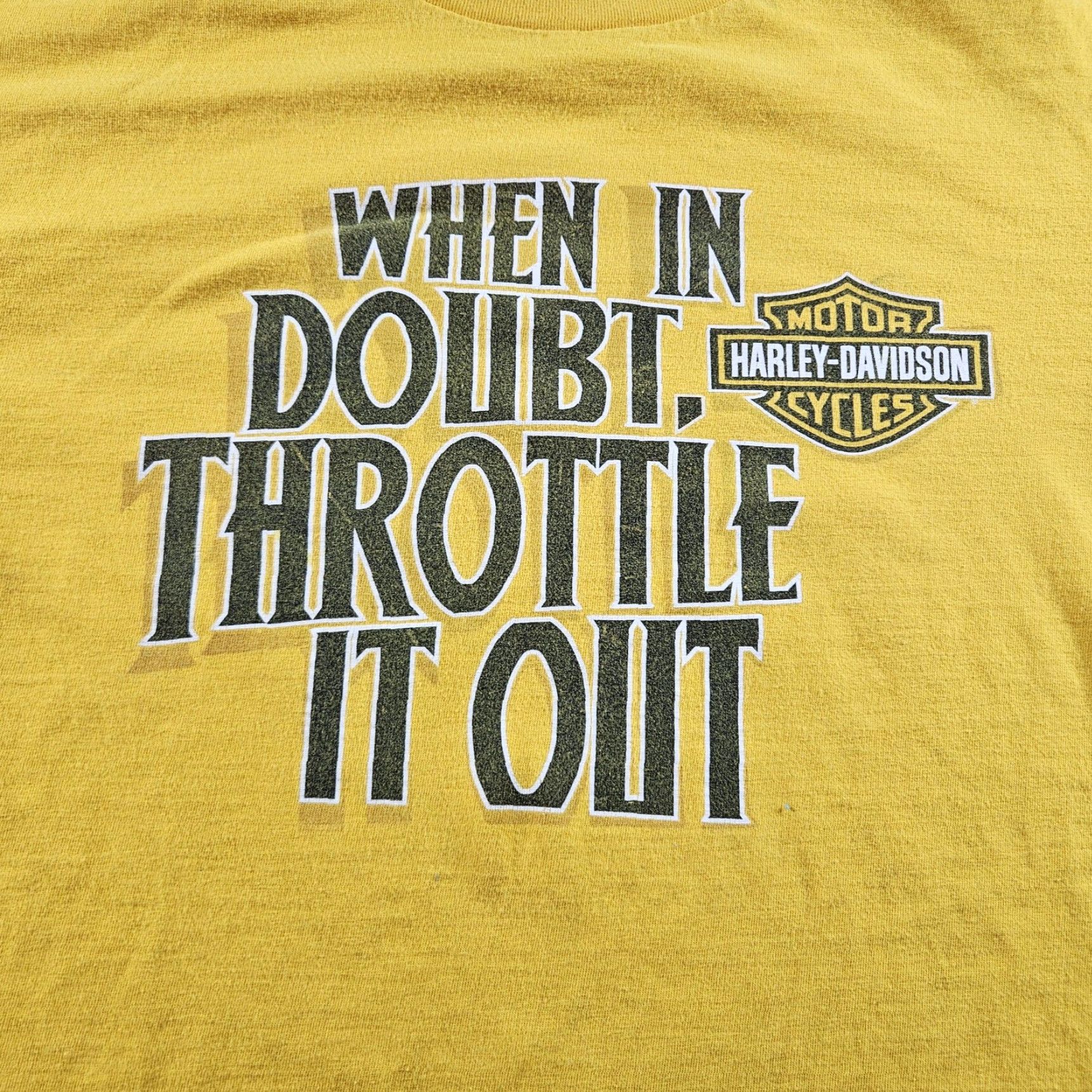 Harley Davidson VINTAGE Harley-Davidson Shirt Mens Medium Yellow Throttle It Out Birch Run Biker Tee Size US M / EU 48-50 / 2 - 2 Thumbnail
