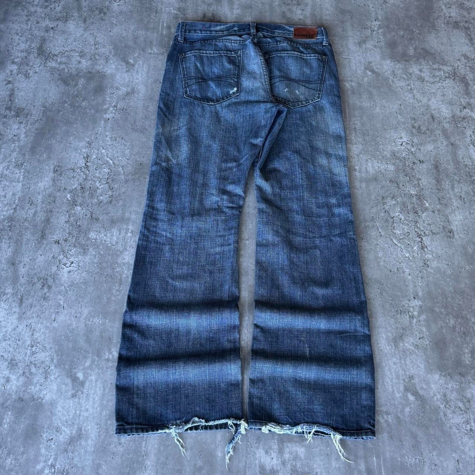 Express × Vintage Vintage Y2K Express Baggy Embroidered Grunge Opium Jeans Size US 34 / EU 50 - 1 Thumbnail
