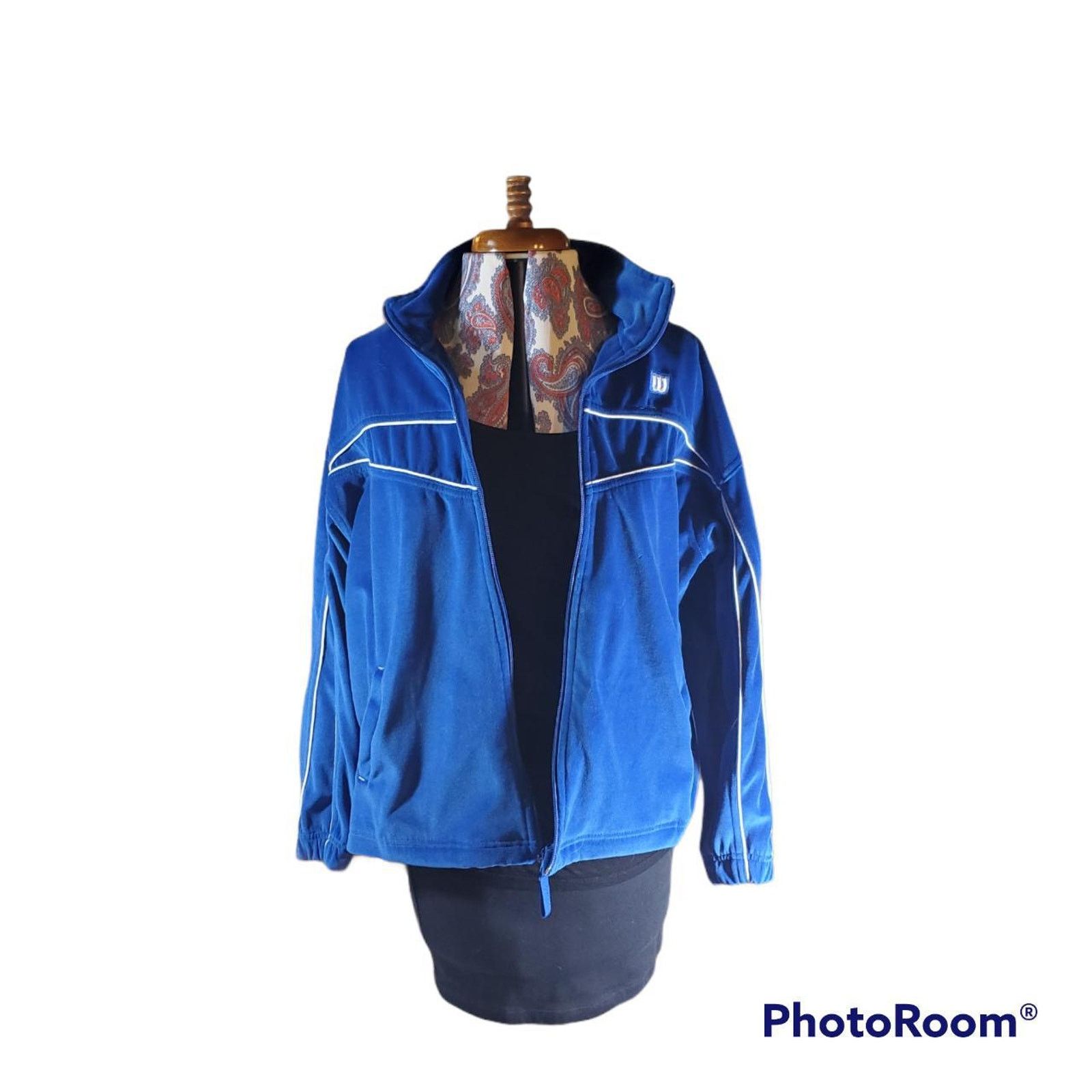 Wilson Wilson | Royal Blue Velour Tennis/Track Jacket | Large 14-16 Size L / US 10 / IT 46 - 1 Thumbnail